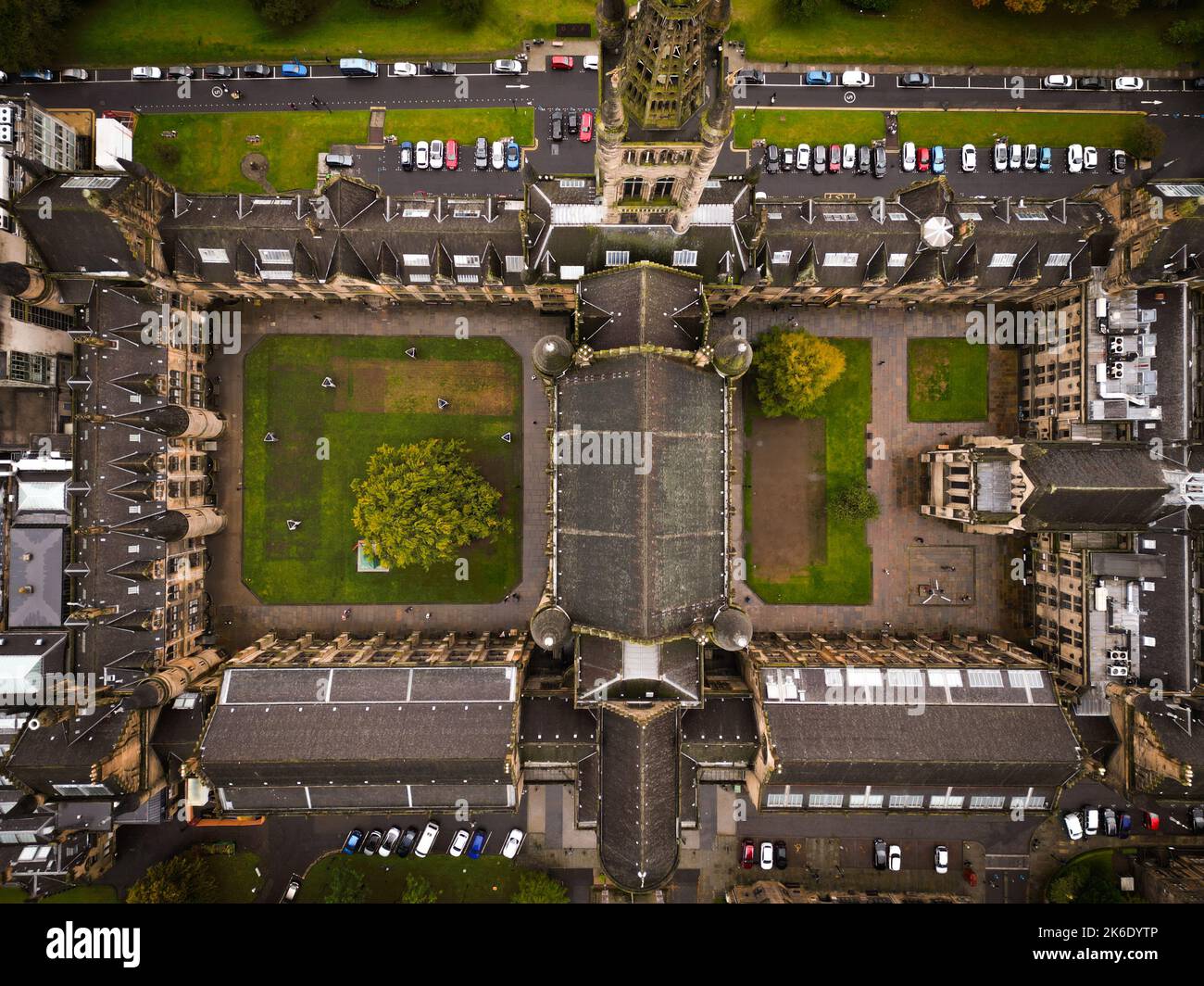 Glasgow University von oben - Luftaufnahme Stockfoto