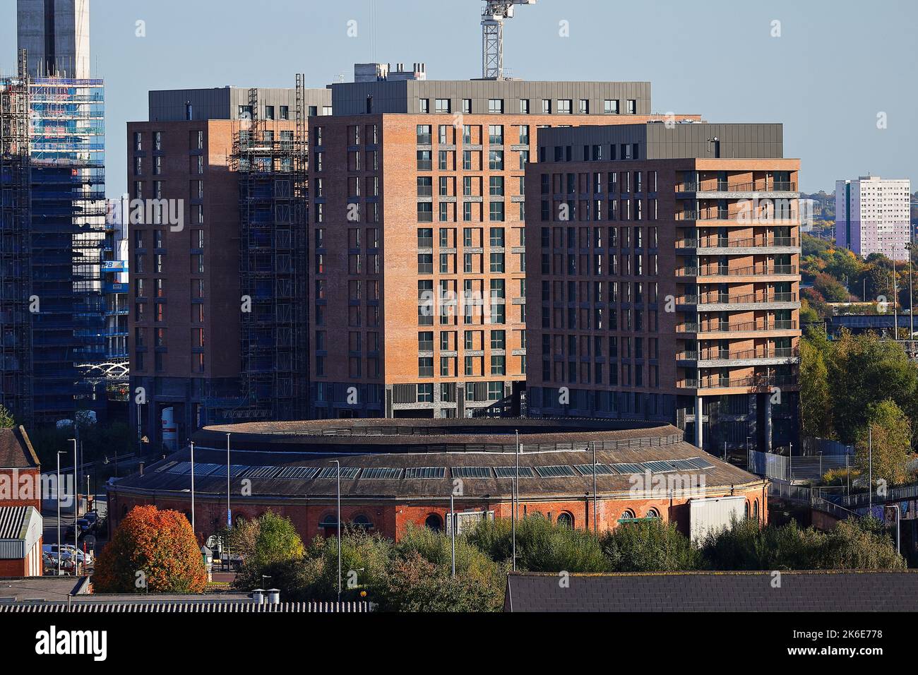 Die Monk Bridge Apartments (The Junction) werden im Stadtzentrum von Leeds gebaut Stockfoto