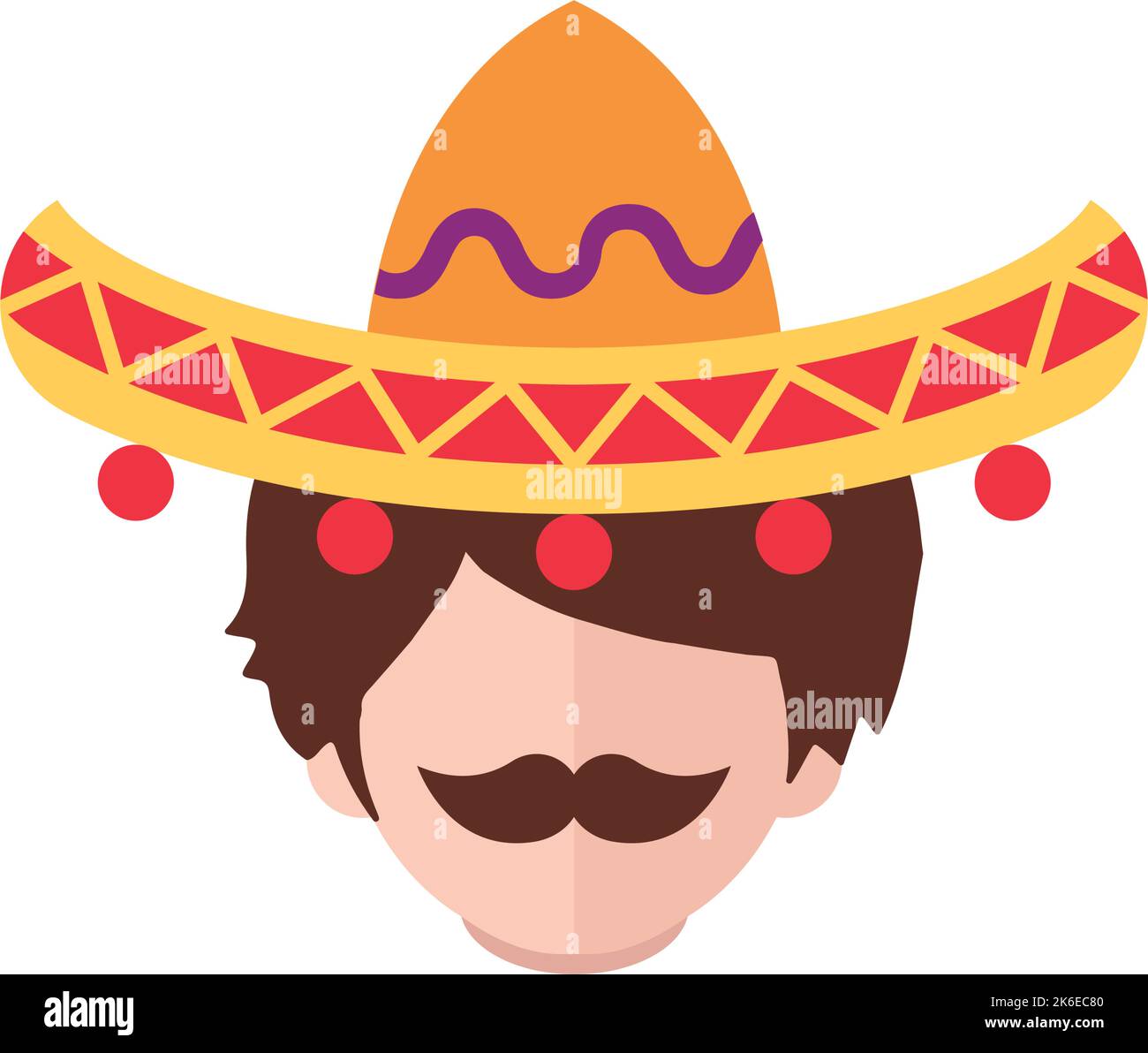 Isolierter mexikanischer männlicher Avatar mit traditionellem Hut Vector Stock Vektor