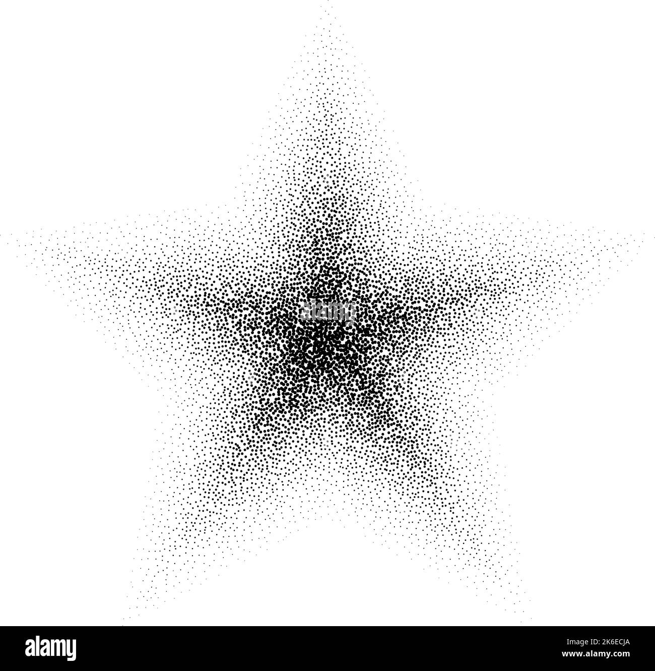 Stern mit gepunkteter Körnung. Schwarze Stippelform. Abstrakter Stern mit Rauschstruktur. Halbton-Flare. Vektor stochastisch Stock Vektor