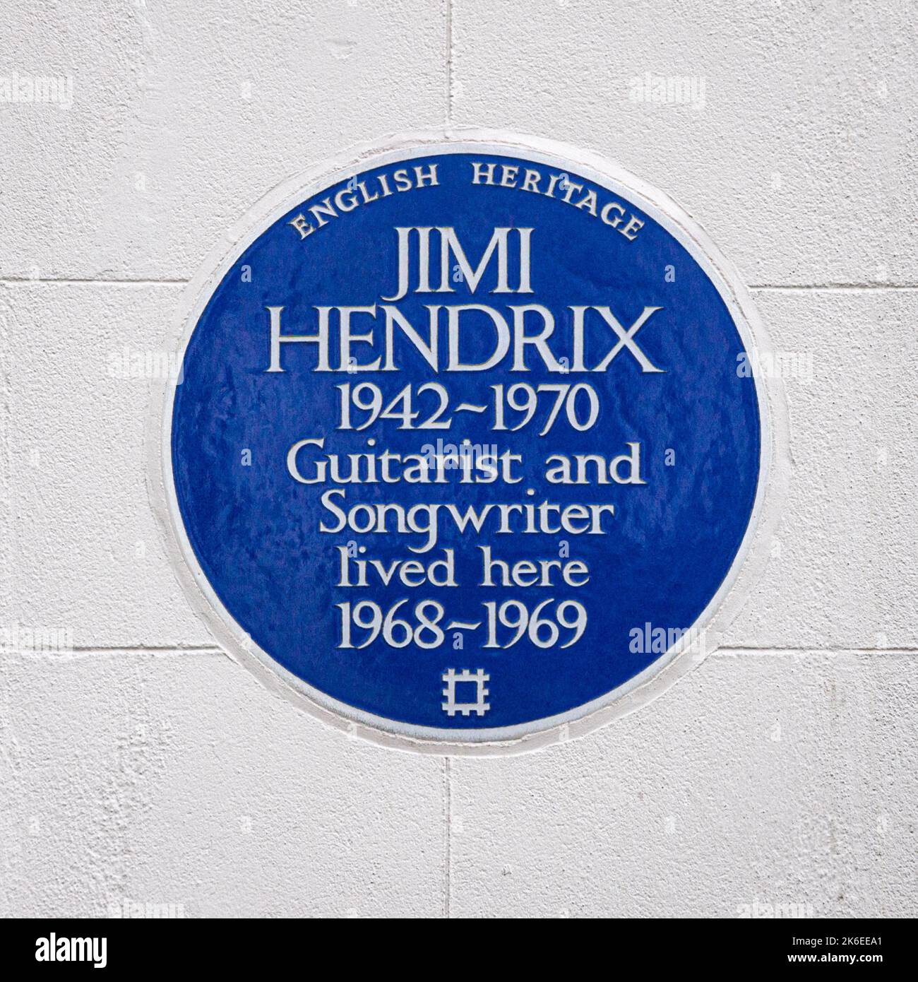 Blaue Plakette von Jimi Hendrix auf Brook Street in Mayfair, London England Vereinigtes Königreich UK Stockfoto