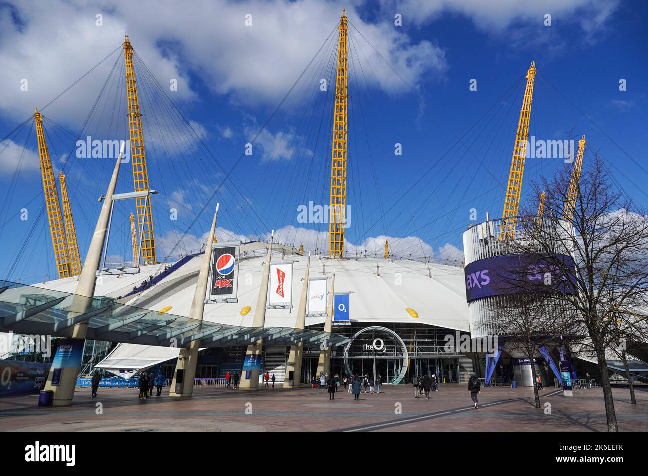 Eintritt zur O2 Arena, London England Großbritannien Stockfoto