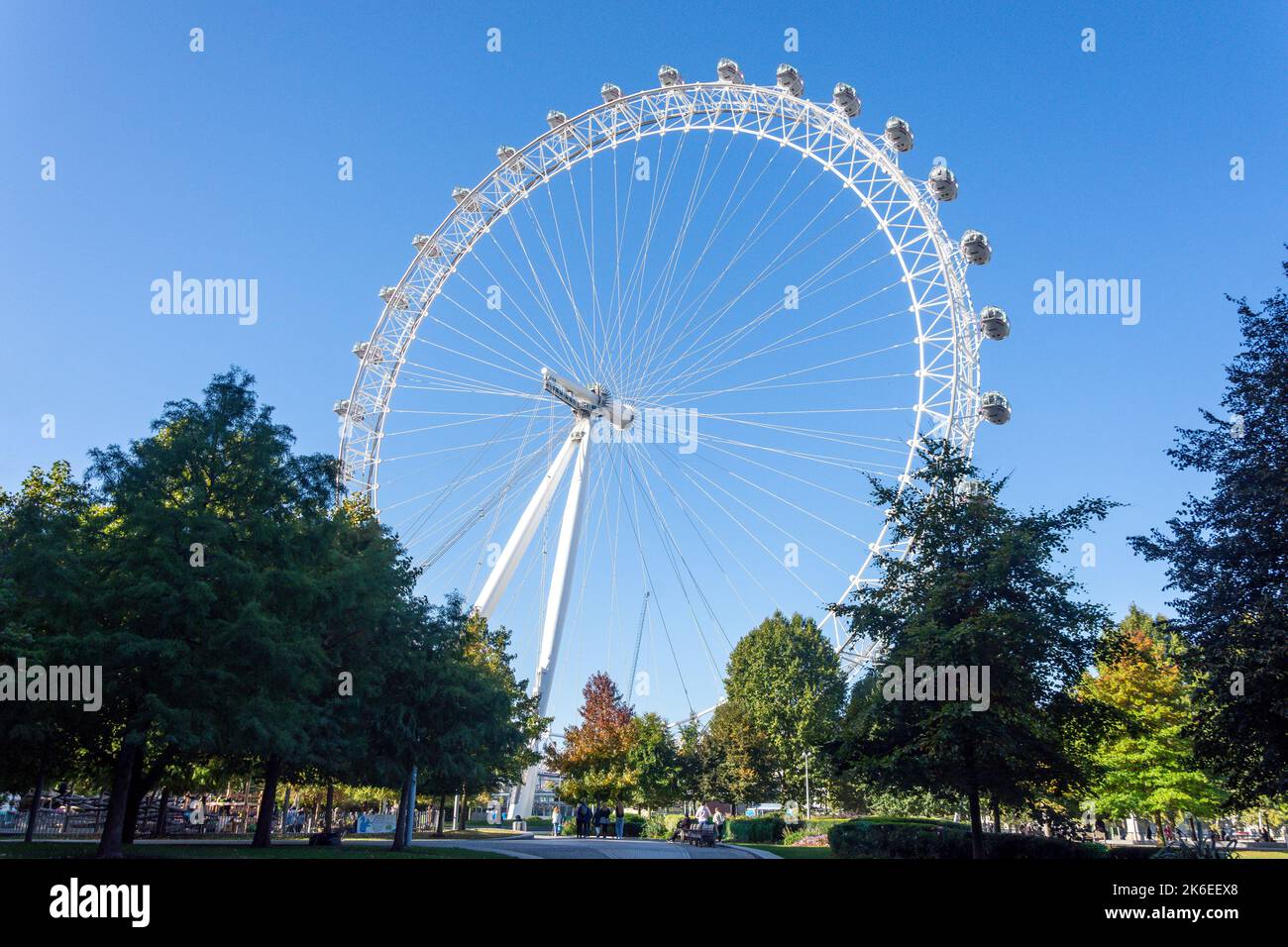London Eye (Millennium Wheel) von Jubilee Gardens, London Borough of Lambeth, Greater London, England, Vereinigtes Königreich Stockfoto