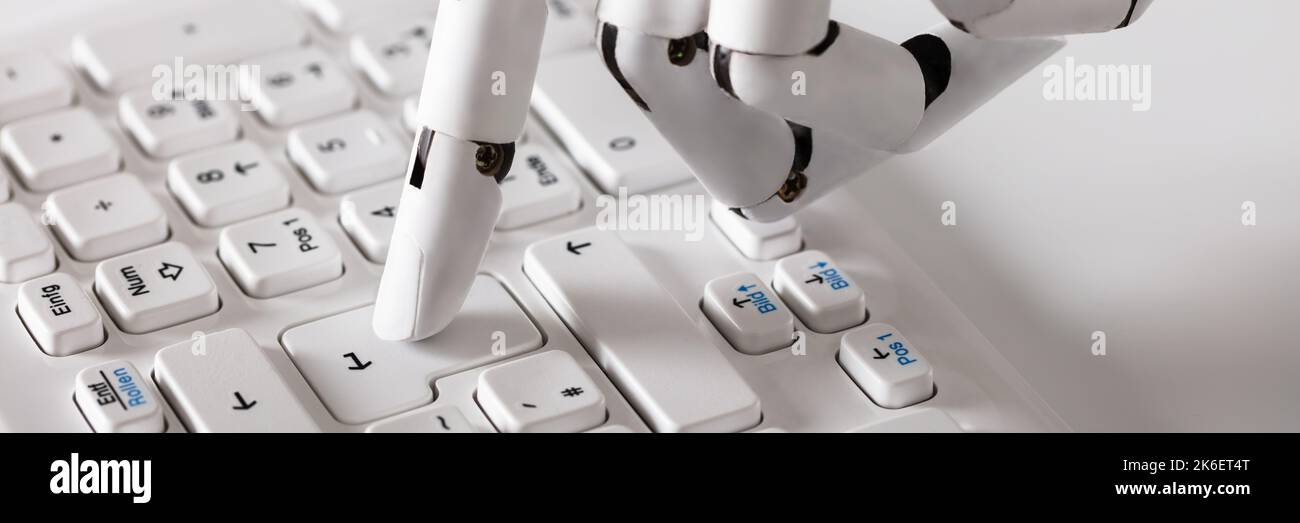 KI Roboter Computer Software. Künstliche Intelligenz Und Datensicherheit Stockfoto