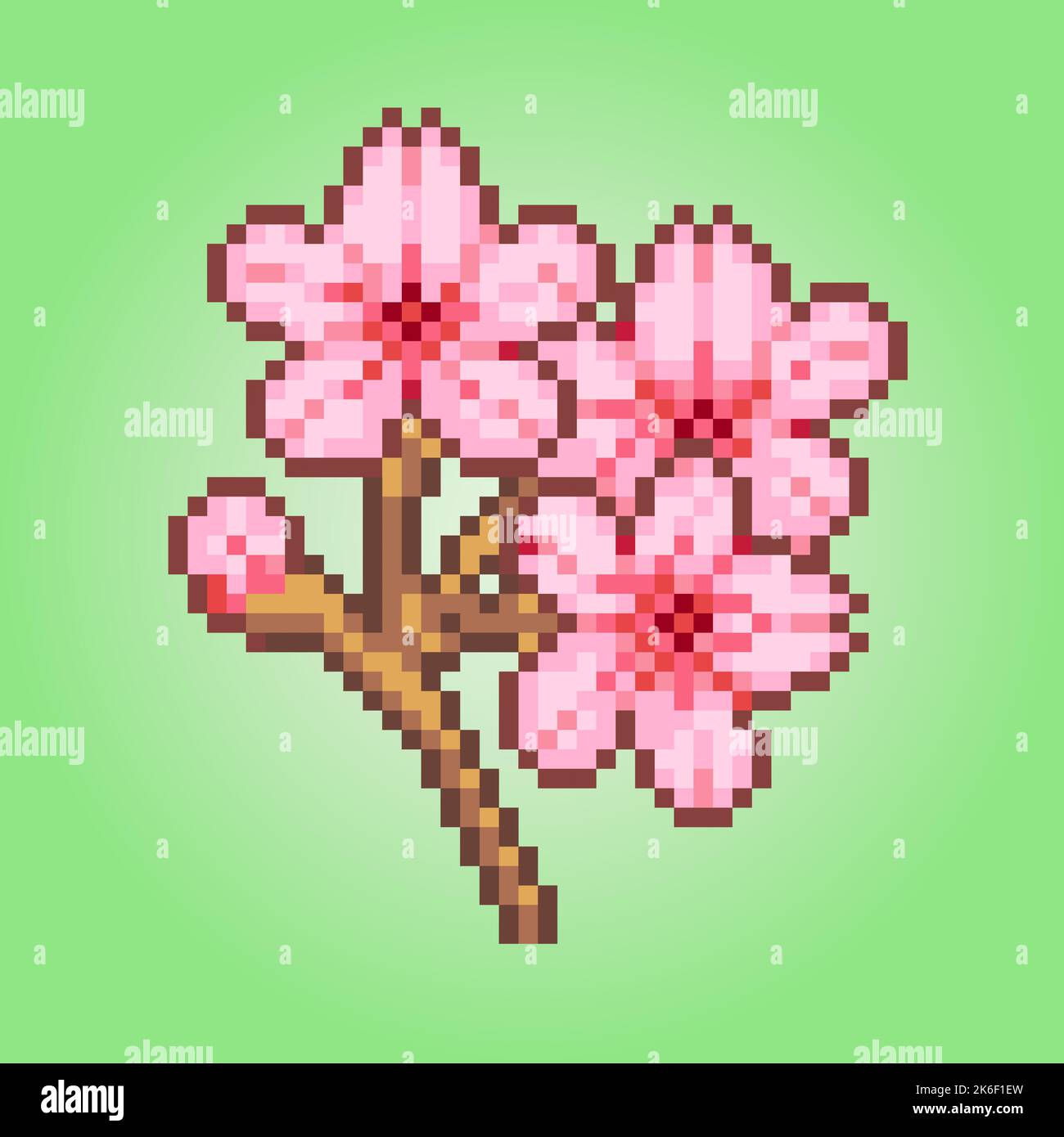 Kirschblüten 8 Bit Pixel. Baum für Spielelemente in Vektorgrafik. Stock Vektor