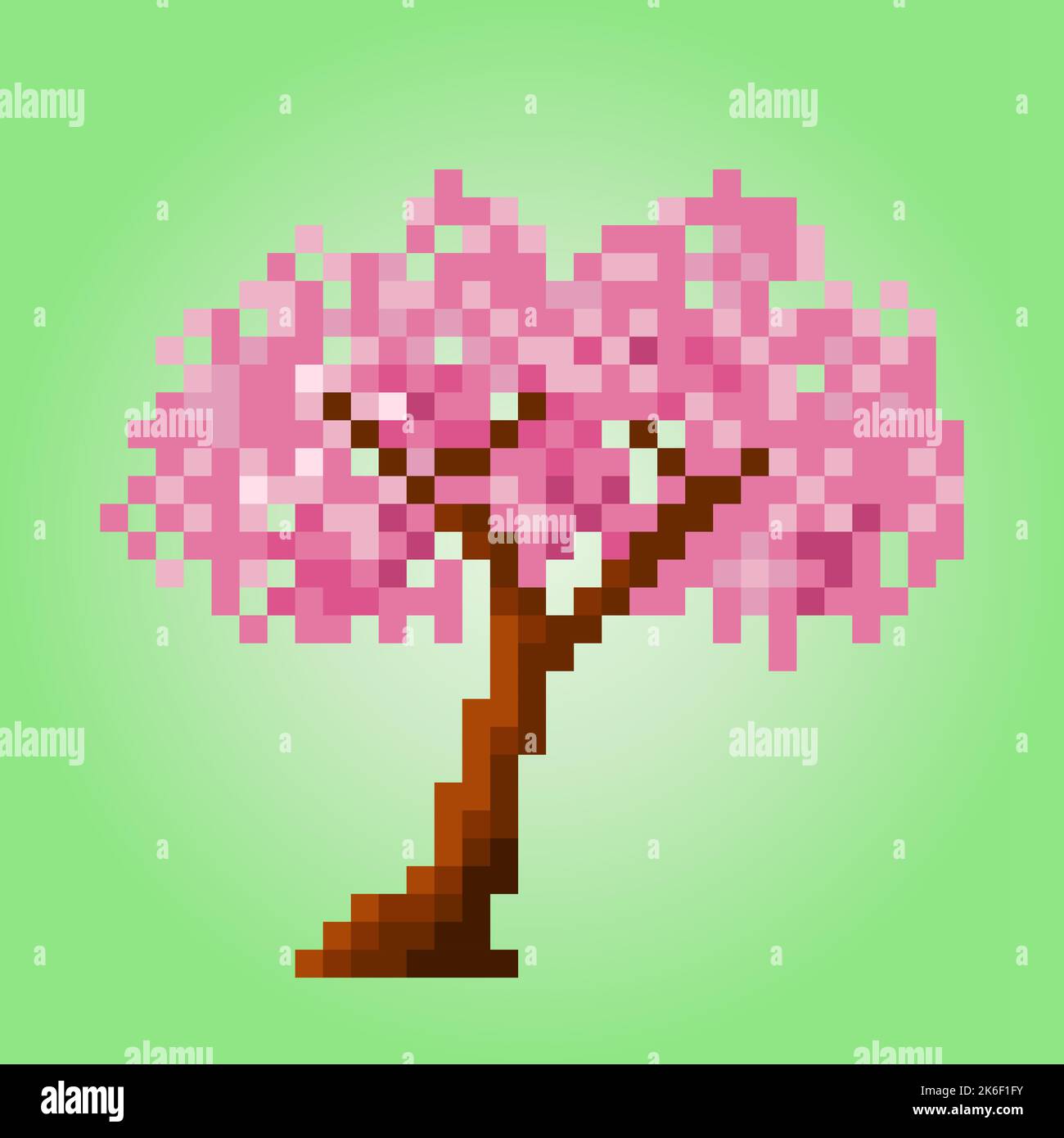 Kirschblüten 8 Bit Pixel. Baum für Spielelemente in Vektorgrafik. Stock Vektor