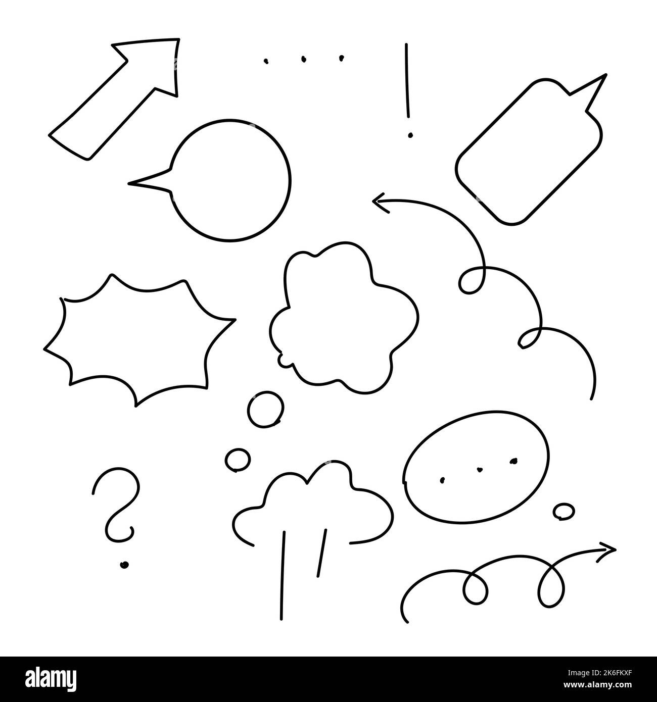 doodle von Symbolen für Gespräche. Vektorgrafiken Stock Vektor