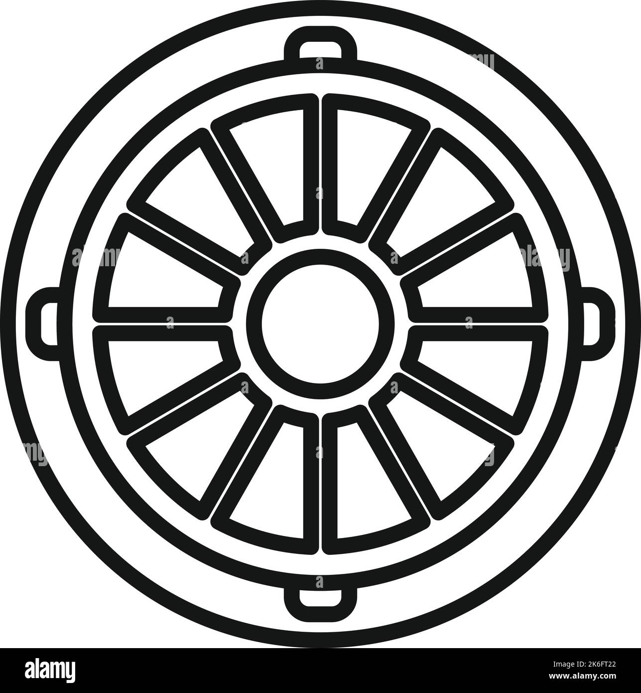 Umrissvektor für Schachtschachtensymbol. Stadtstraße. Unterirdisches Metall Stock Vektor