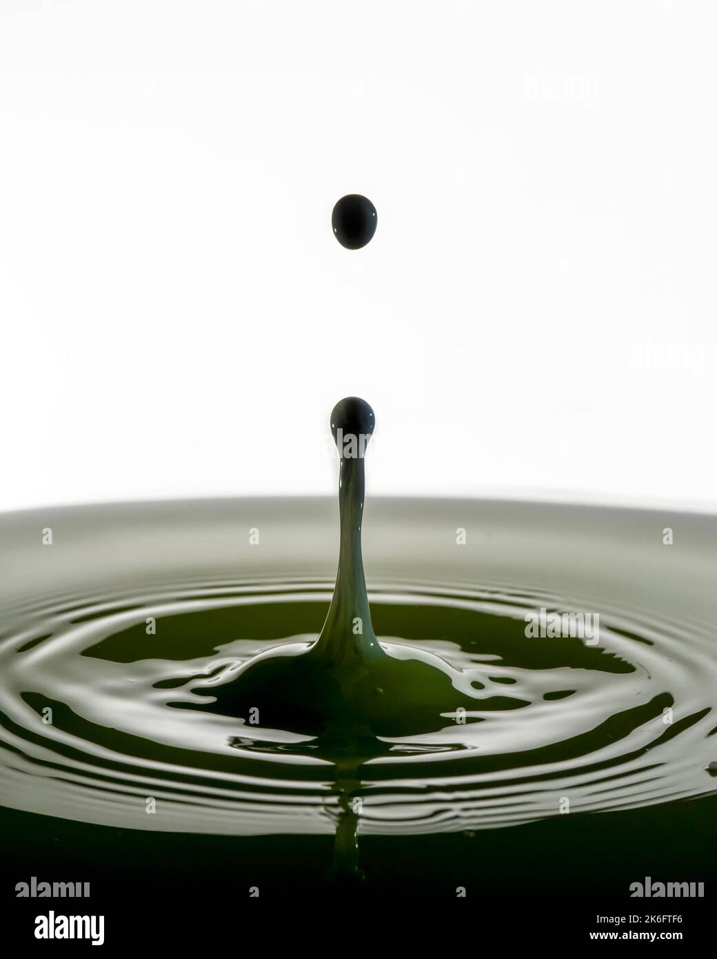 Wassertropfenspritzer sind auf weißem Hintergrund isoliert. Stockfoto