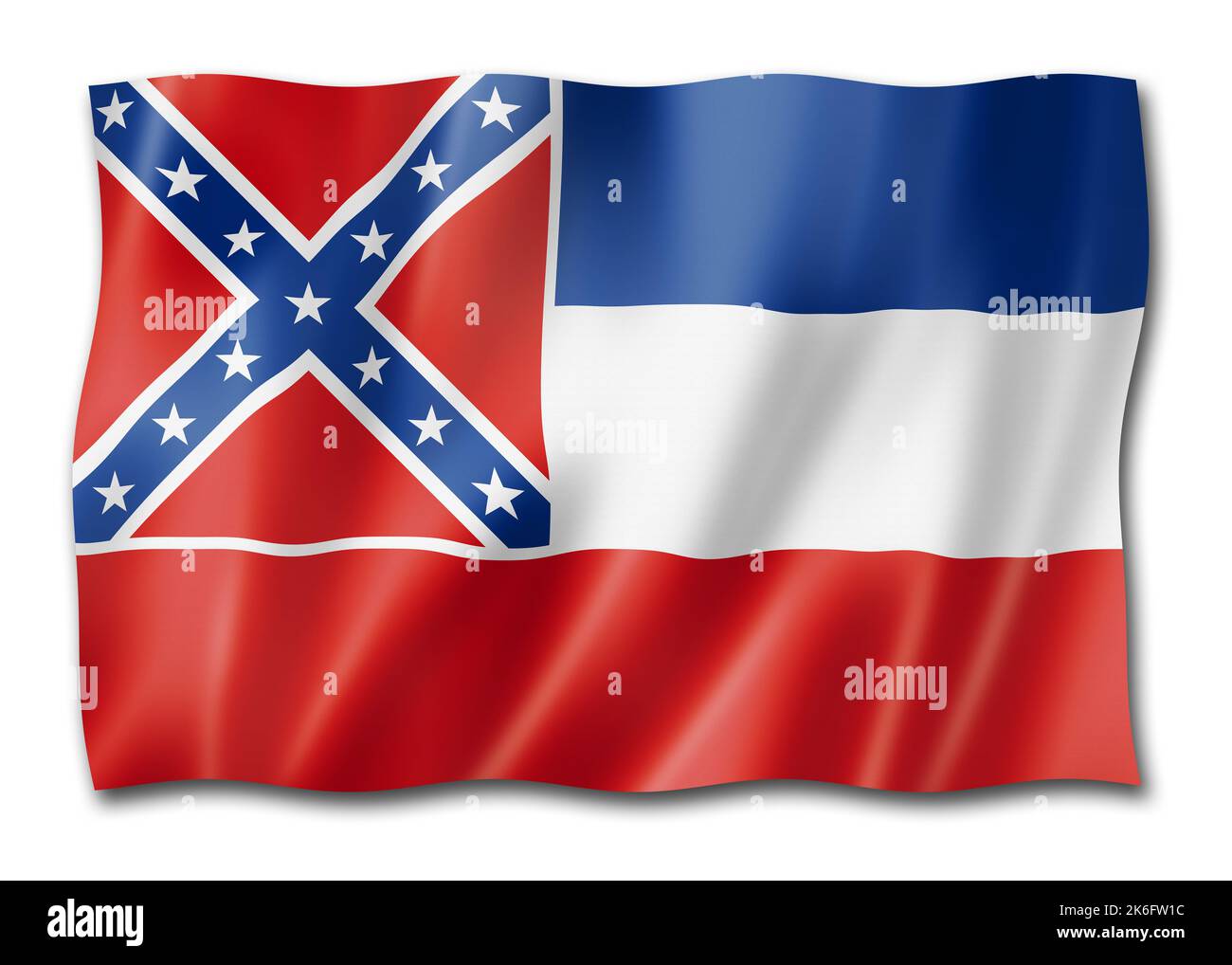 Flagge von Mississippi, vereinigte Staaten winken Bannersammlung. 3D-Abbildung Stockfoto