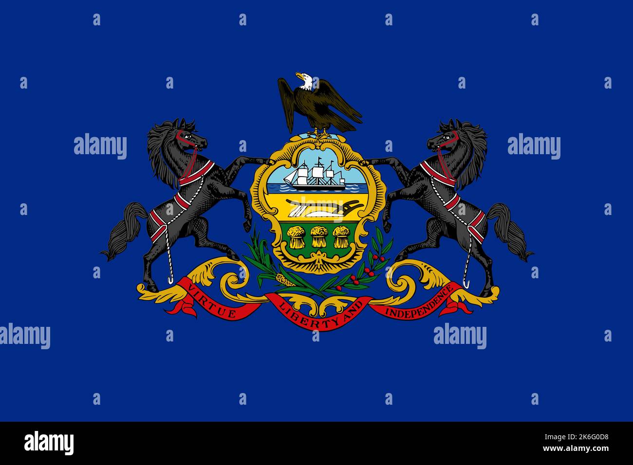 Flagge von Pennsylvania. Banner und patriotisches Symbol. Offizielle Farben. Flache Vektorgrafik. Stock Vektor