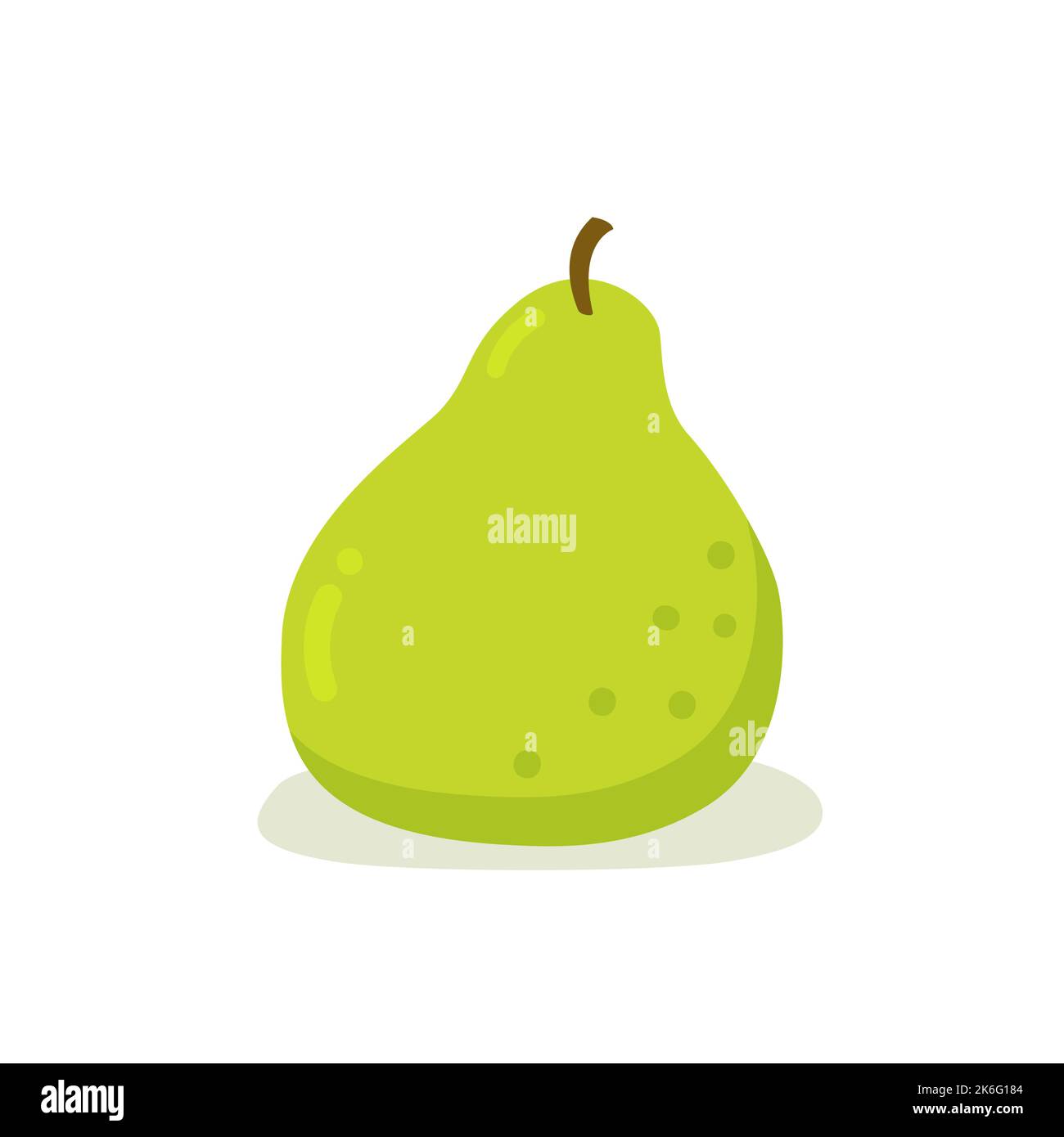 Grüne Birne süße Frucht. Aufkleber. Abbildung des flachen Vektorgrafikes mit dem Clipart-Symbol für reife Birnen. Stock Vektor