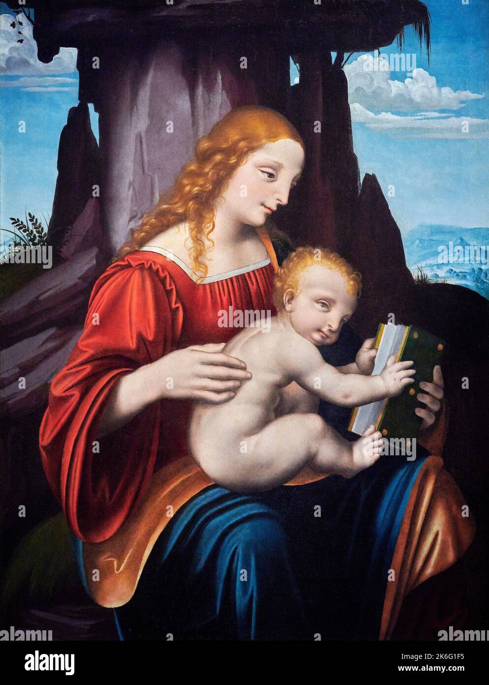 Madonna col Bambino - olio su tavola - Marco D’ Oggiono - 1530 - Verona, Italia, Collezione Banco BPM Stockfoto