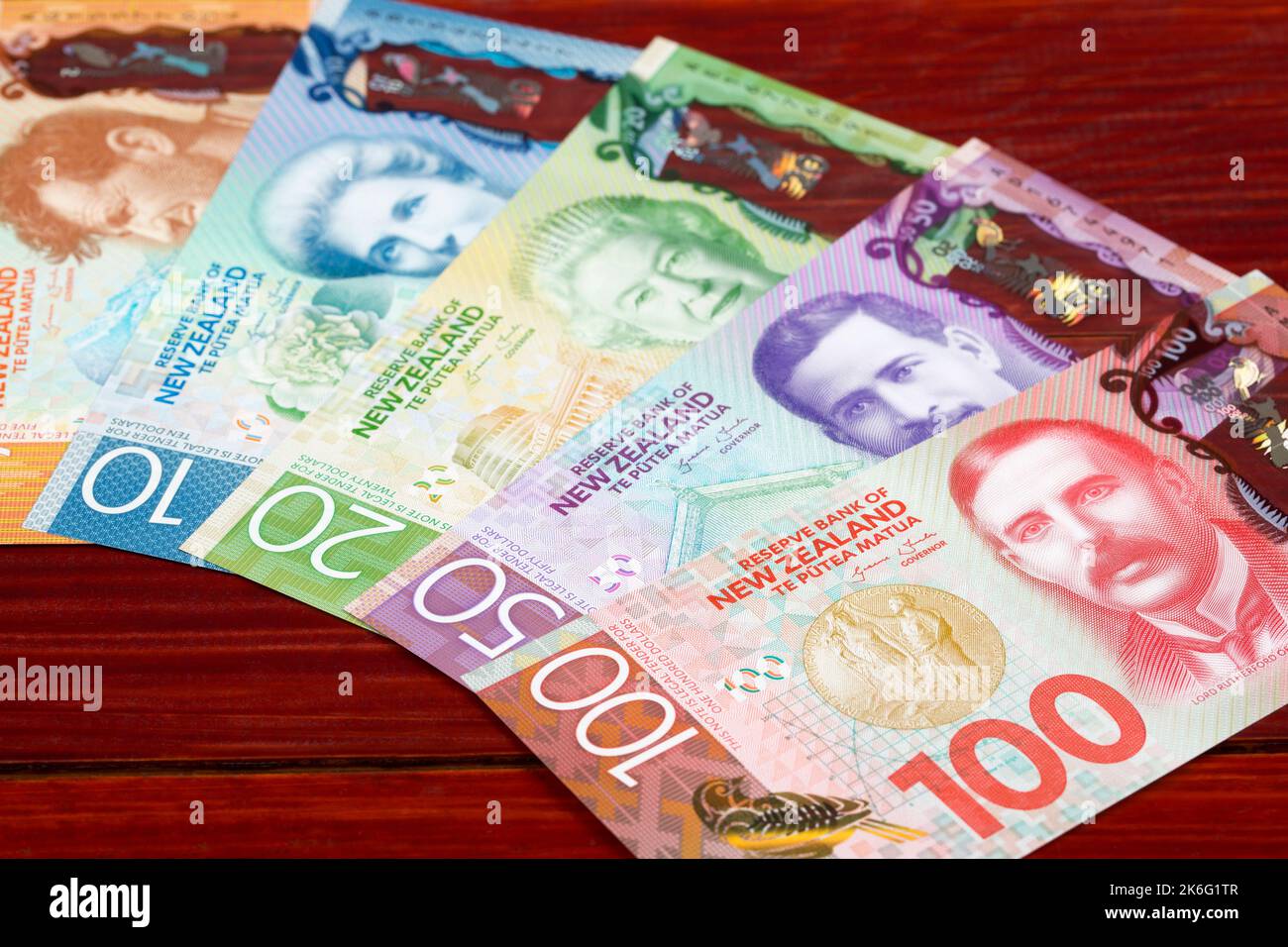 New Zealand Money - Dollar ein geschäftlicher Hintergrund Stockfoto