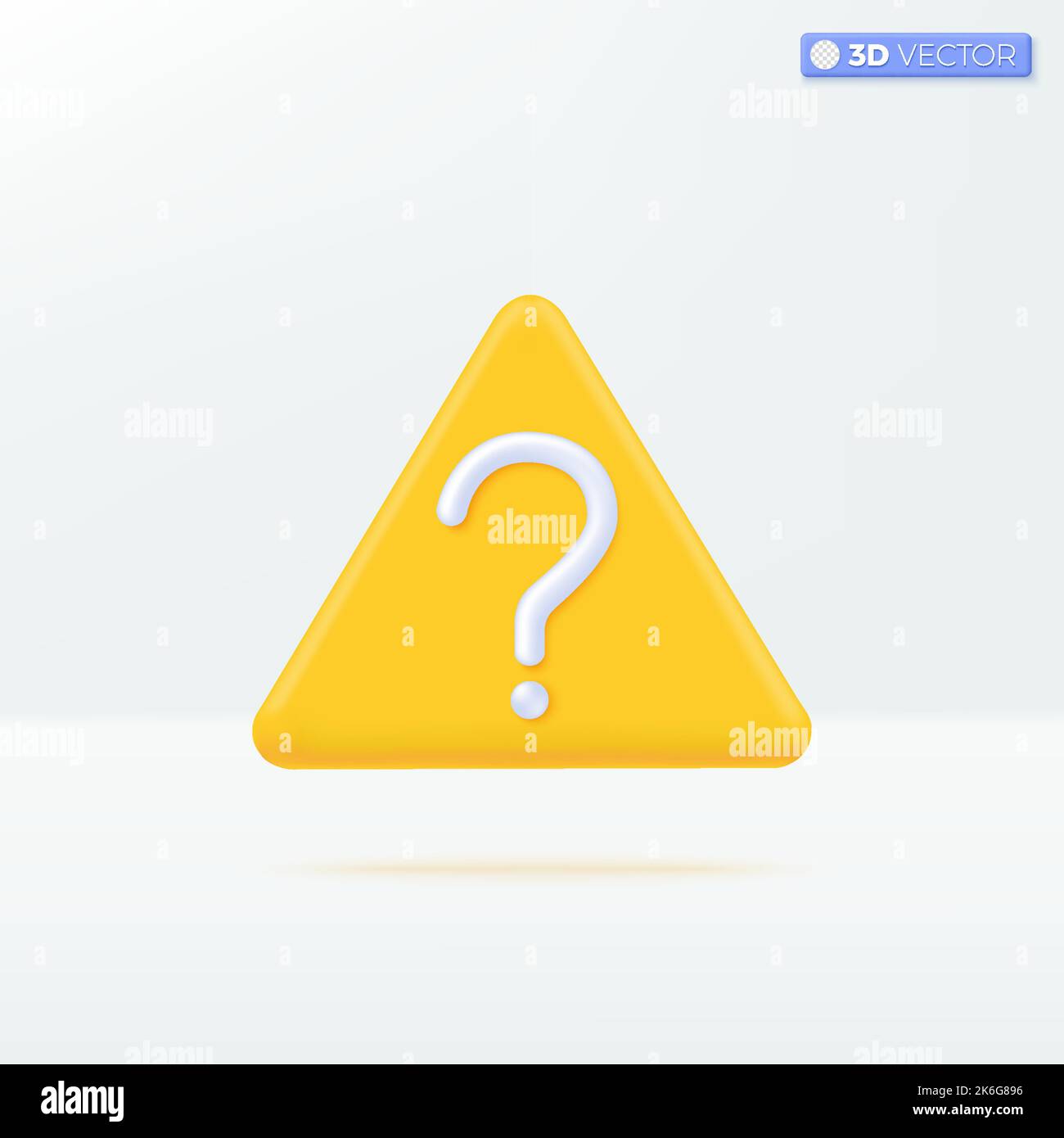 Fragezeichen auf Dreieckssymbolen. Support, Q&A, FAQ, Ask und Answer Hilfekonzept. 3D Vektor isoliertes Illustrationsdesign. Cartoon Pastell Minimal Stock Vektor