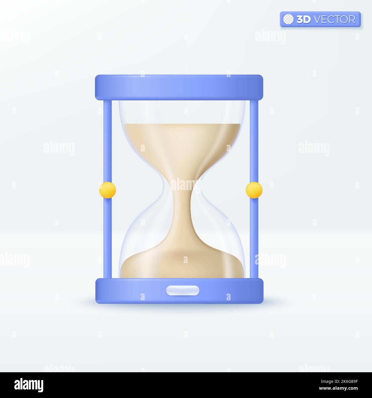 Sanduhr mit Symbol-Symbolen. Business, Stunden Countdown, Zeit und Termin Konzept. 3D Vektor isoliertes Illustrationsdesign. Cartoon Pastell Minimal Stock Vektor