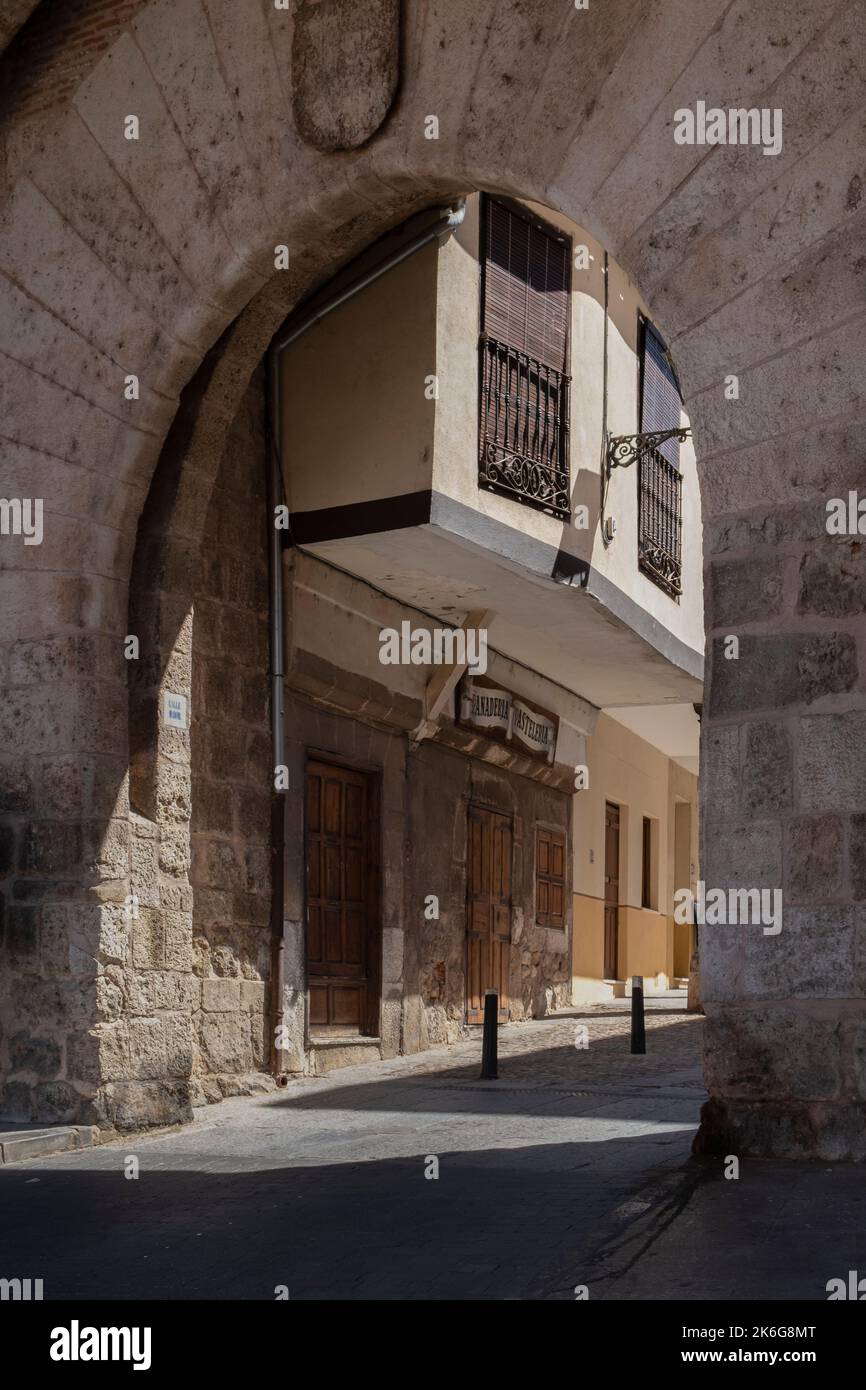 Eine vertikale Ansicht einer historischen Stadt von Lerma, Burgos, Spanien Stockfoto