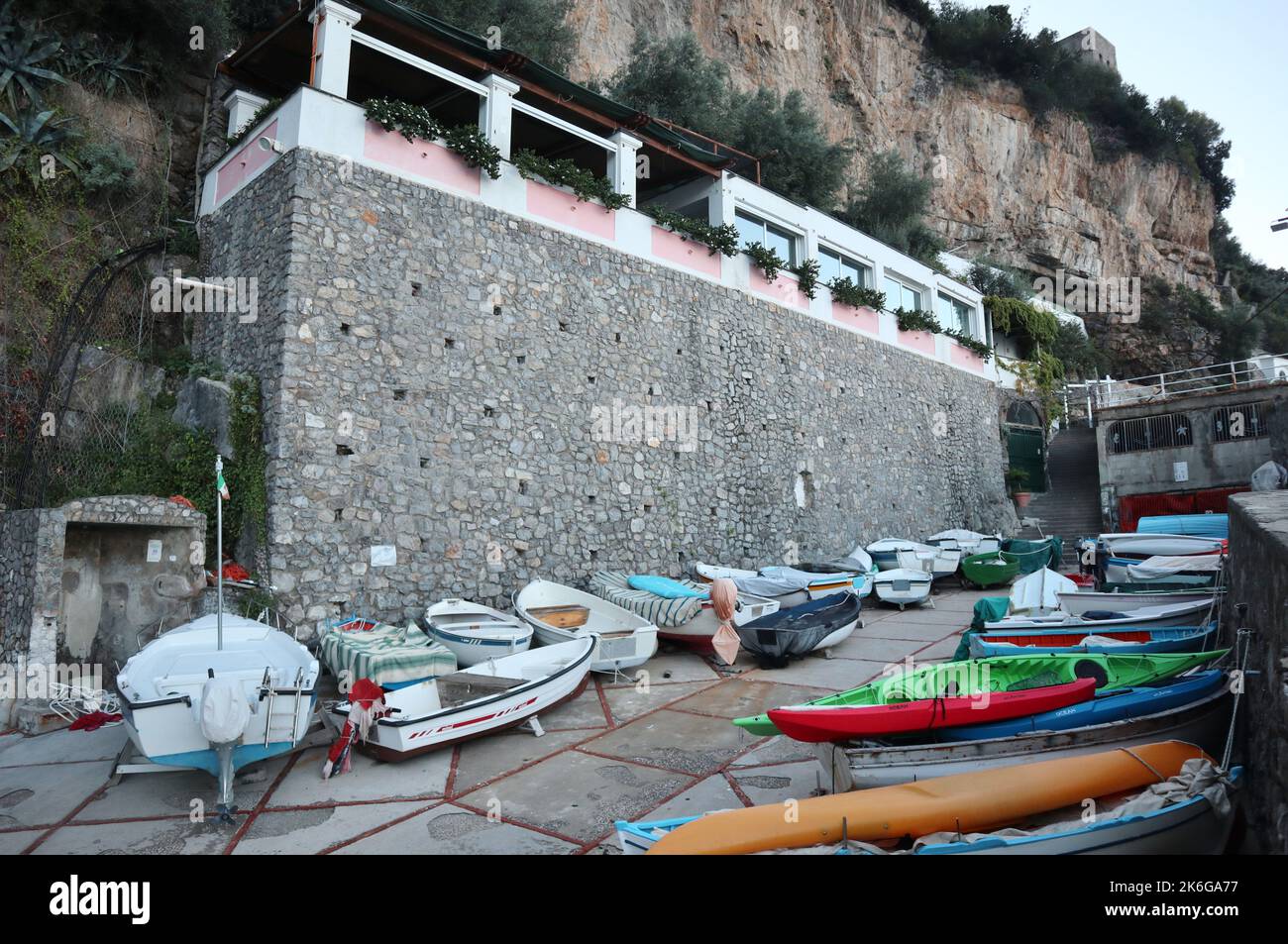 Praiano - Barche al Lido Gavitella Stockfoto