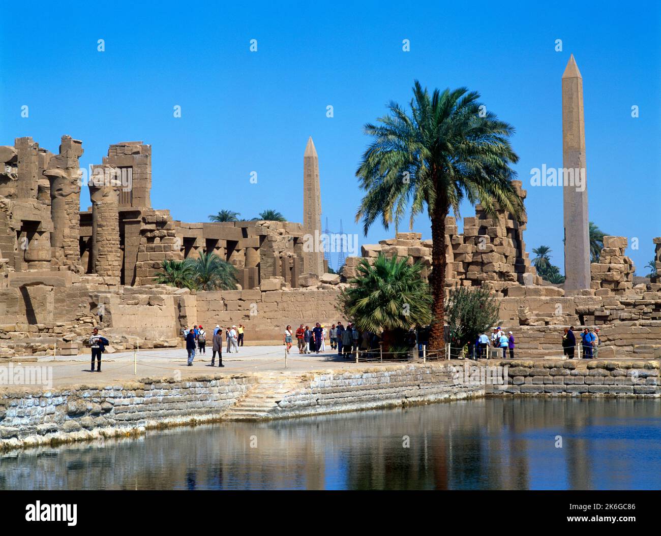 Karnak Ägypten heiliger See & Tempel Thutmosis Iii Stockfoto