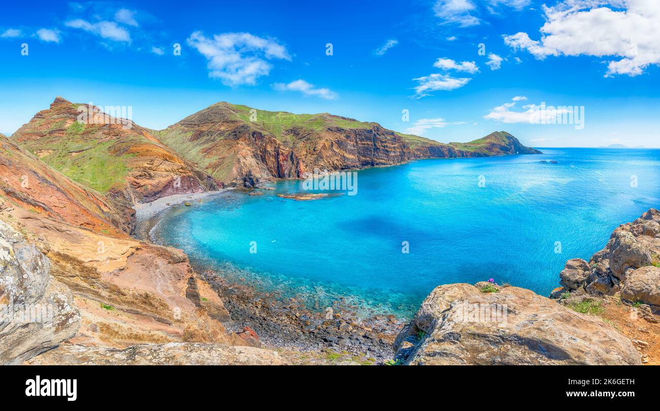 Wilder Strand bei Ponta de Sao Lourenco, Madeira, Portugal Stockfoto