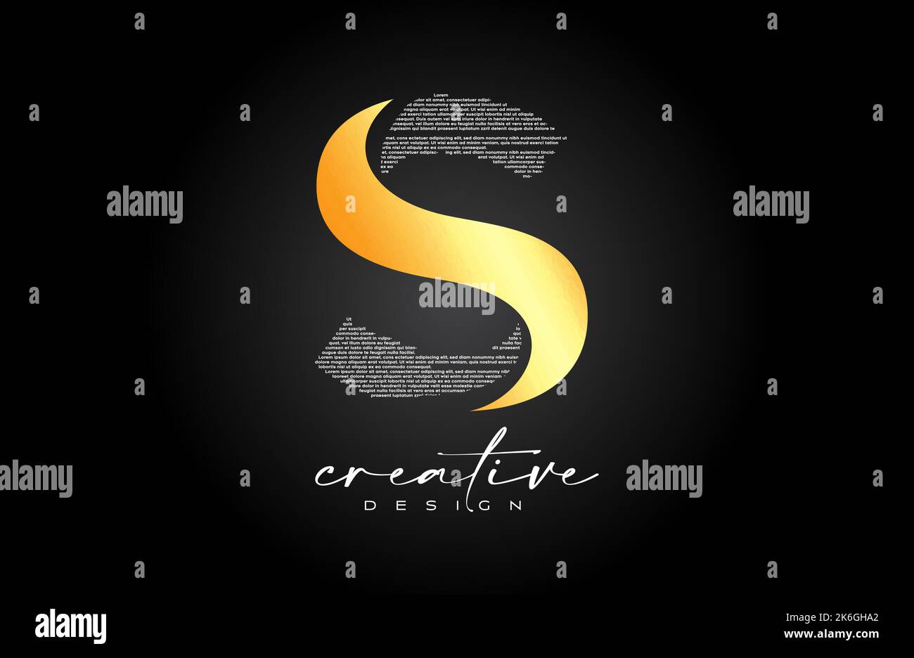 Golden S Letter Logo Design mit Creative Letter s aus schwarzem Text Schrift Textur Vektor. Grafik-Symbol S Buchstabe Logo-Abbildung. Stock Vektor