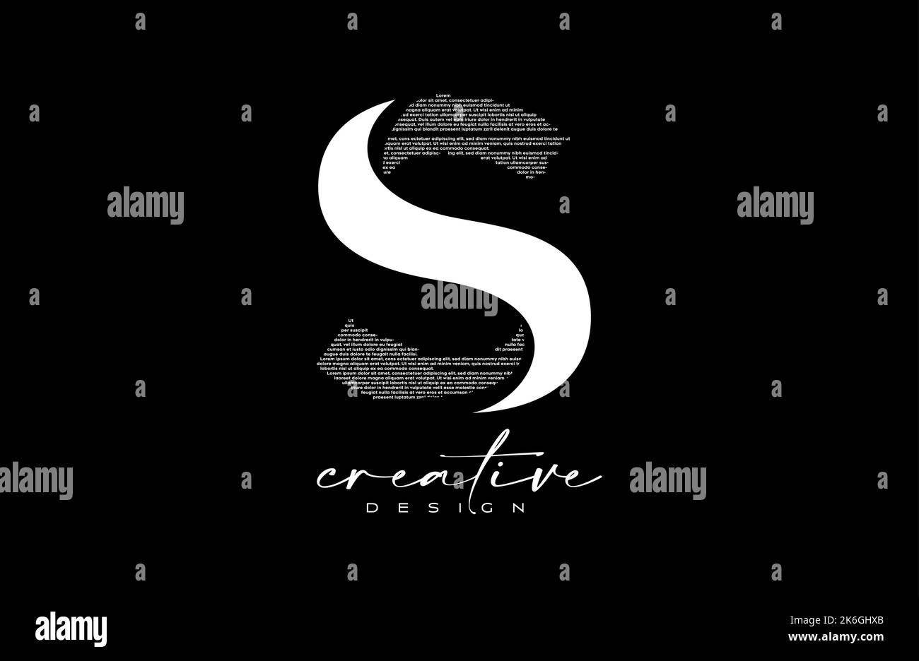 Weißer S-Buchstabe Logo-Design mit Kreativen Buchstaben s aus schwarzem Text Schrifttextur Vektor. Grafik-Symbol S Buchstabe Logo-Abbildung. Stock Vektor