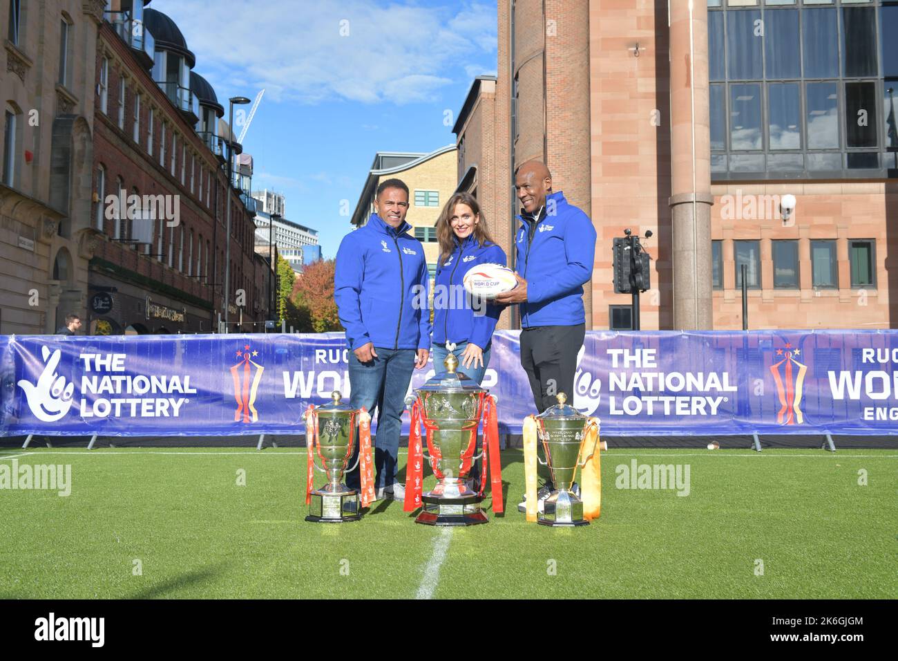 Newcastle's Quayside, Großbritannien, 14/10/2022 Rugby League World Cups 2021 zu sehen, Fan Village am Newcastle's Quayside, Großbritannien Stockfoto