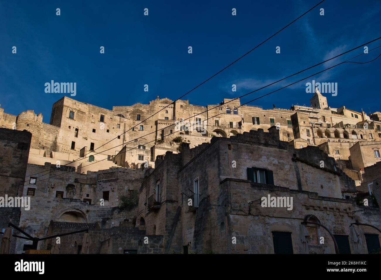 Flachblick auf den Sasso Caveoso in Matera Stockfoto