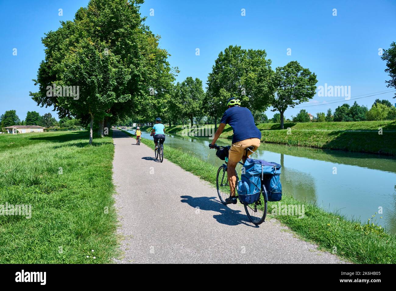 Radtour in der Umgebung der Montech Wasserhang, entlang des Canal lateral a la Garonne Stockfoto