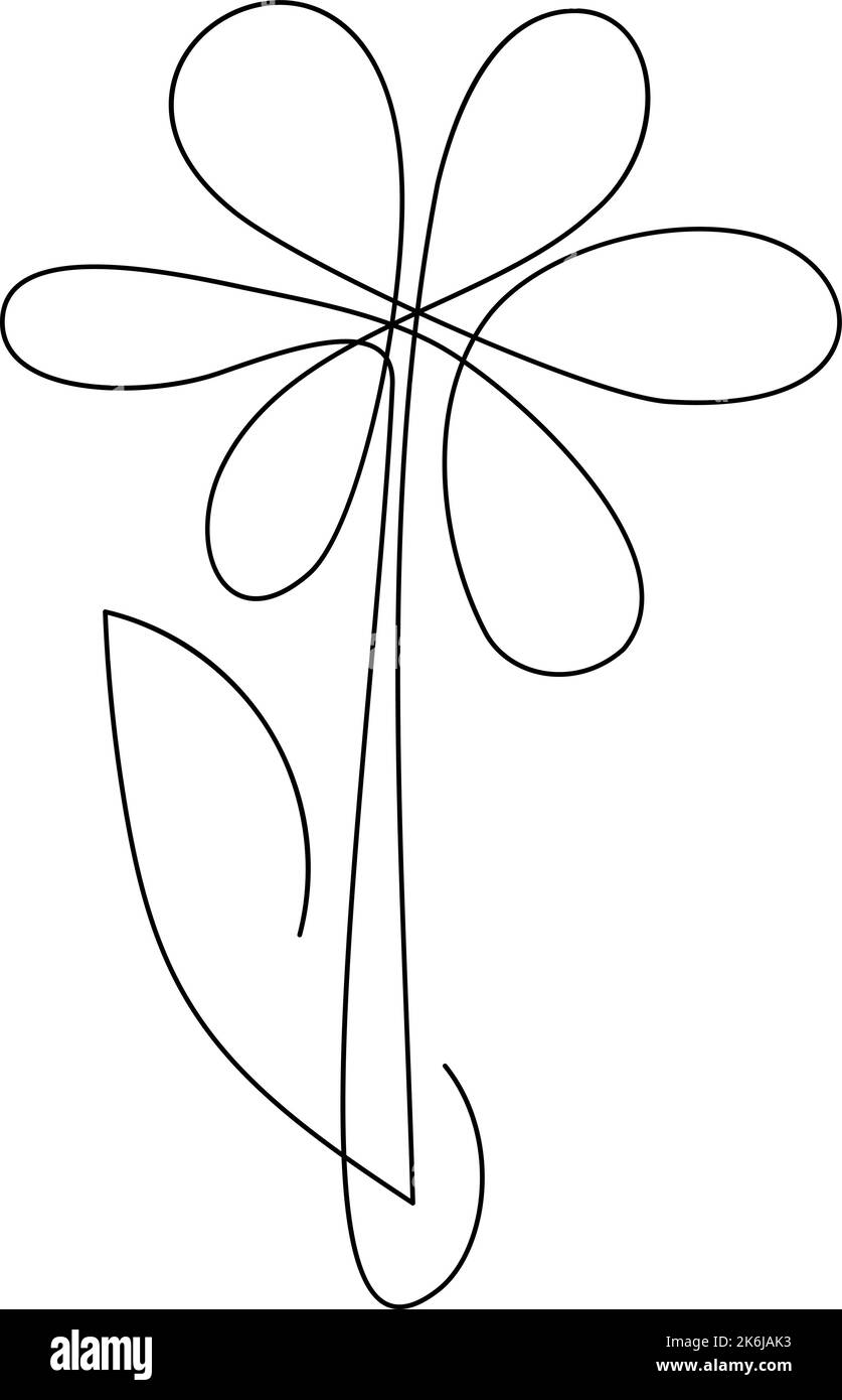 Blume Kamille Vektor eine Linie Kunst Logo. Minimalistische Konturzeichnung monoline. Fortlaufende Strichvorlagen für Banner, Buchgestaltung, Webillustration Stock Vektor