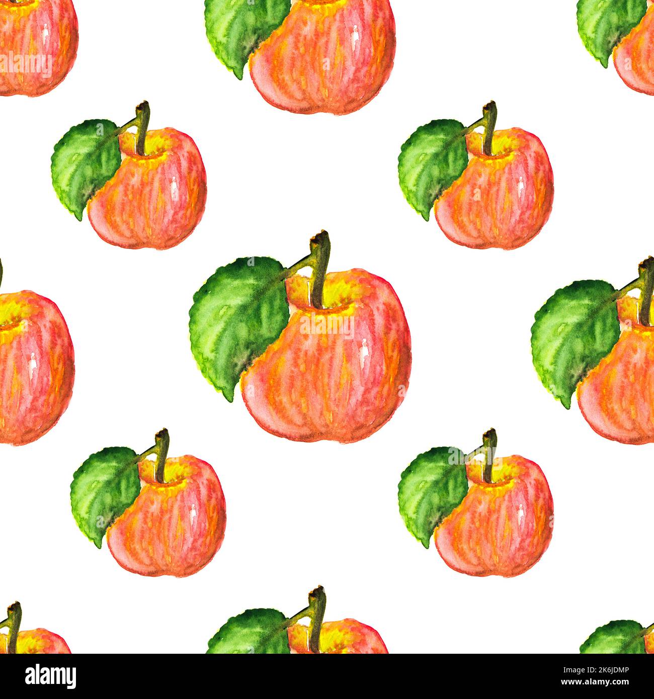 Aquarell rot Apfel nahtlose Muster Hintergrund Stockfoto
