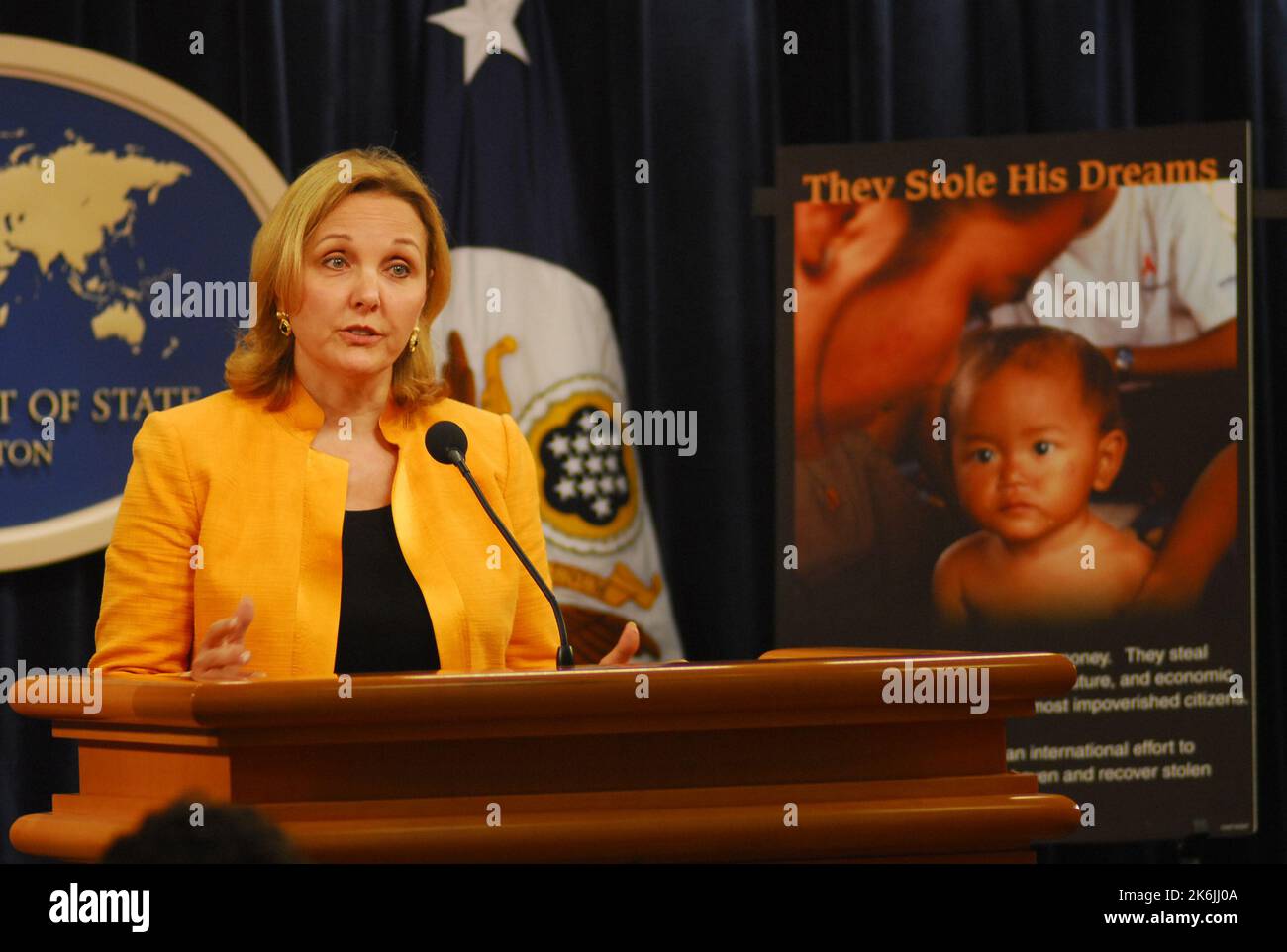 Pressebriefing zur Internationalen Initiative des Präsidenten zur Bekämpfung der Kleptokratie mit Bemerkungen von Josette Shiner, dem Unterstaatssekretär für Wirtschaft, Wirtschaft und Landwirtschaft, Matthew Friedrich, dem stellvertretenden stellvertretenden Generalanwalt für Finanzen und Pat O'Brien, dem stellvertretenden Finanzsekretär für Terrorismusfinanzierung. Stockfoto