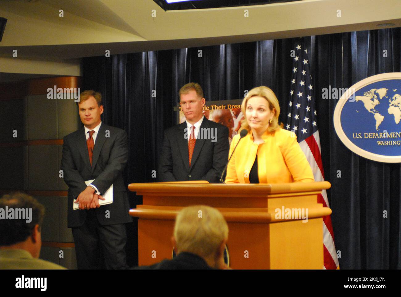 Pressebriefing zur Internationalen Initiative des Präsidenten zur Bekämpfung der Kleptokratie mit Bemerkungen von Josette Shiner, dem Unterstaatssekretär für Wirtschaft, Wirtschaft und Landwirtschaft, Matthew Friedrich, dem stellvertretenden stellvertretenden Generalanwalt für Finanzen und Pat O'Brien, dem stellvertretenden Finanzsekretär für Terrorismusfinanzierung. Stockfoto