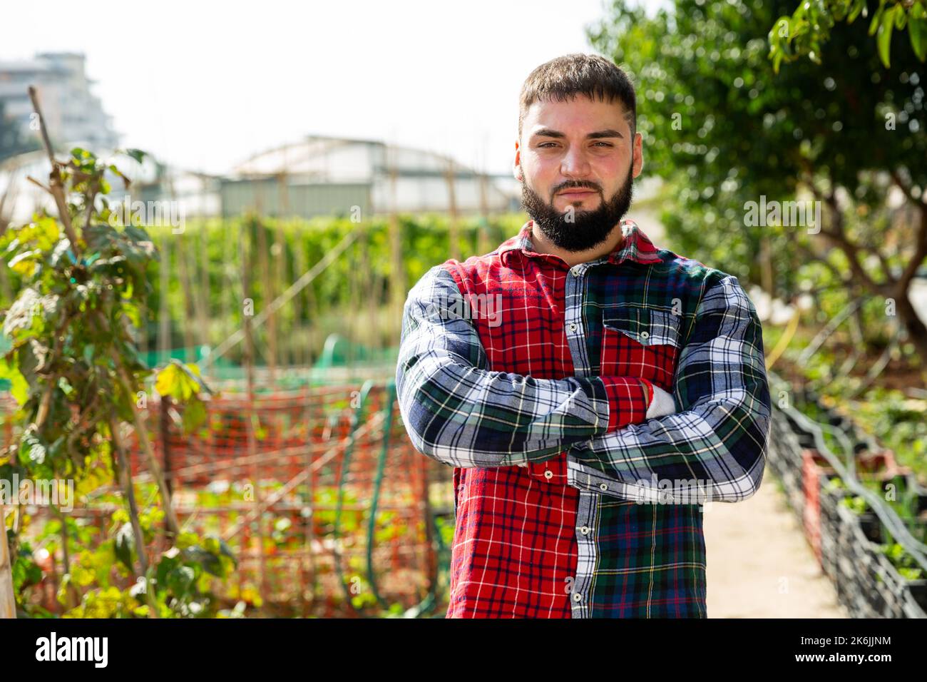 Porträt eines jungen Bauern Stockfoto
