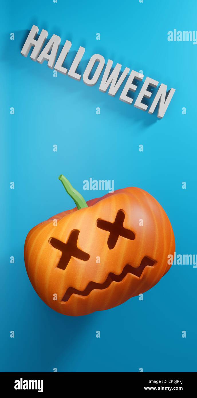 Halloween Grußdesign. Halloween Text mit Kürbis, Halloween Promotion Poster oder Banner Vorlage mit halloween Kürbis und Halloween Elementen. 3 Stockfoto