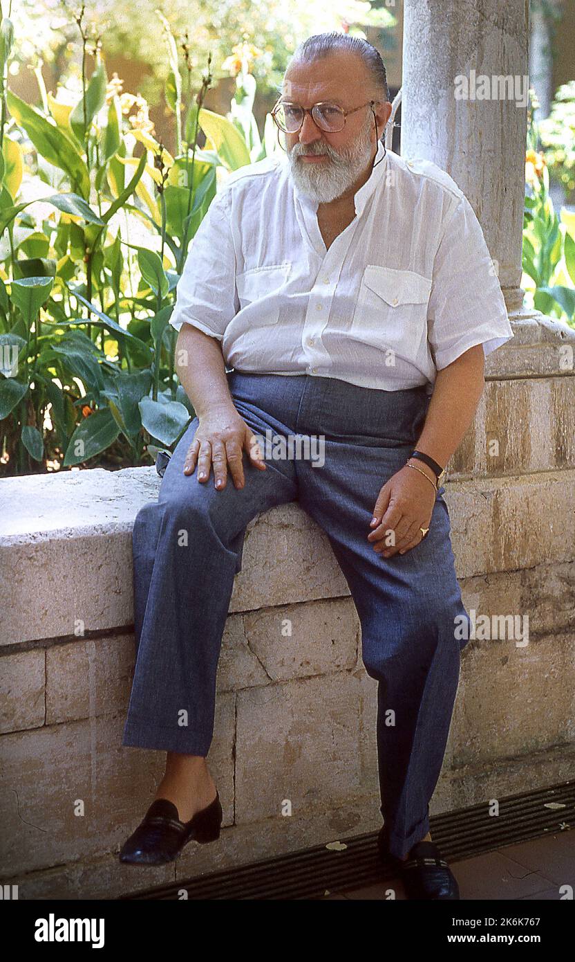 Regisseur Sergio Leone Photographie in Taormina (Italien) 1987 Sergio
