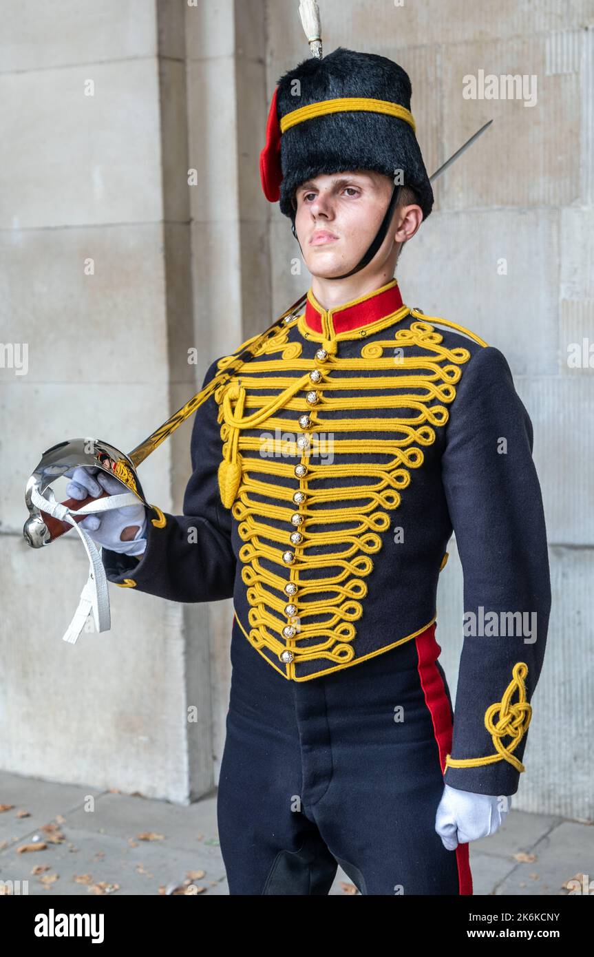 Soldaten der Königstruppe Royal Horse Artillery London Großbritannien Stockfoto