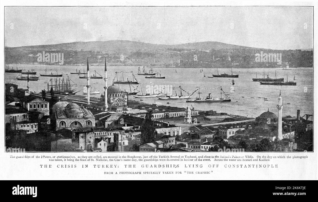 Vor Konstantinopel liegende Wachschiffe, 1896 Stockfoto