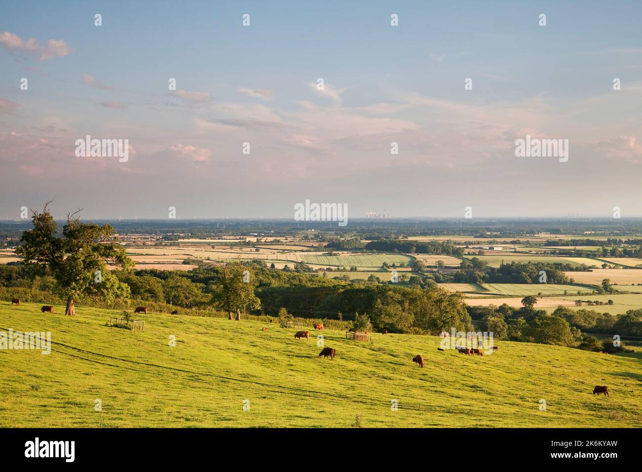 Der Blick über das Tal von York vom Rand der Yorkshire Wolds, Großbritannien Stockfoto