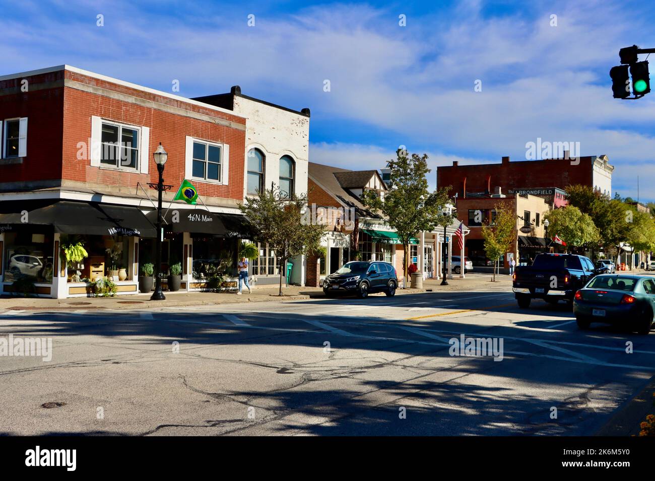 Dorfzentrum von Chagrin Falls Dorf in Ohio Stockfoto