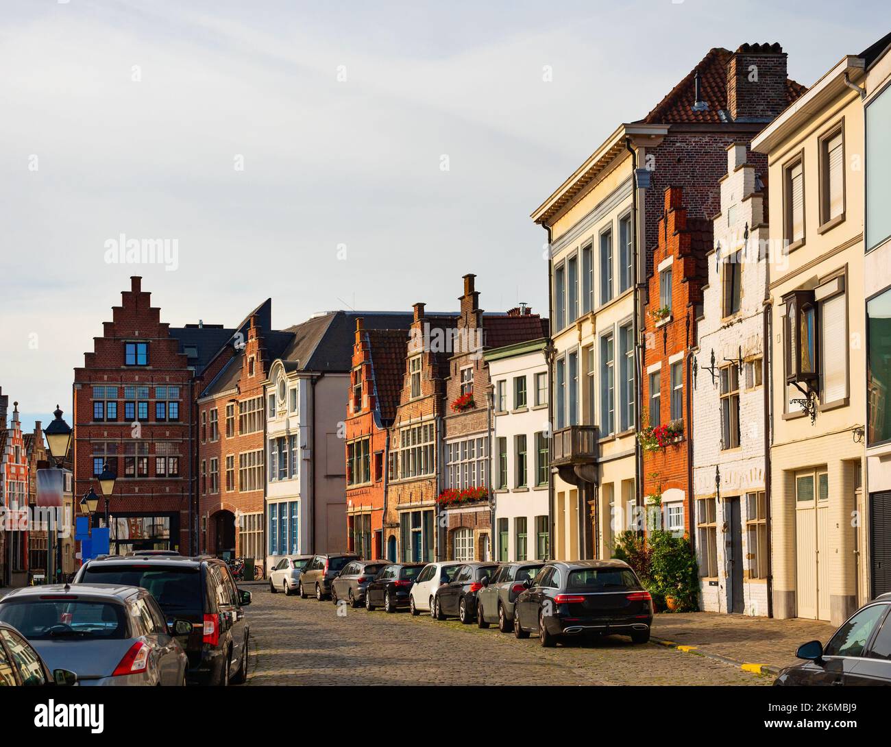 Blick auf die Innenstadt von Gent, die Hauptstadt der Provinz Ostflandern, Belgien entlang des Flusses Leie Stockfoto
