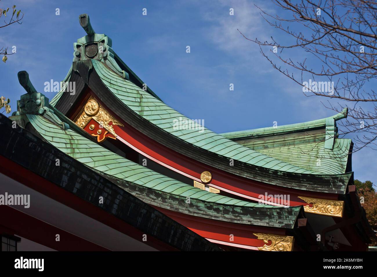 Dachdetails Hie Jinja-Schrein Tokio Japan Stockfoto