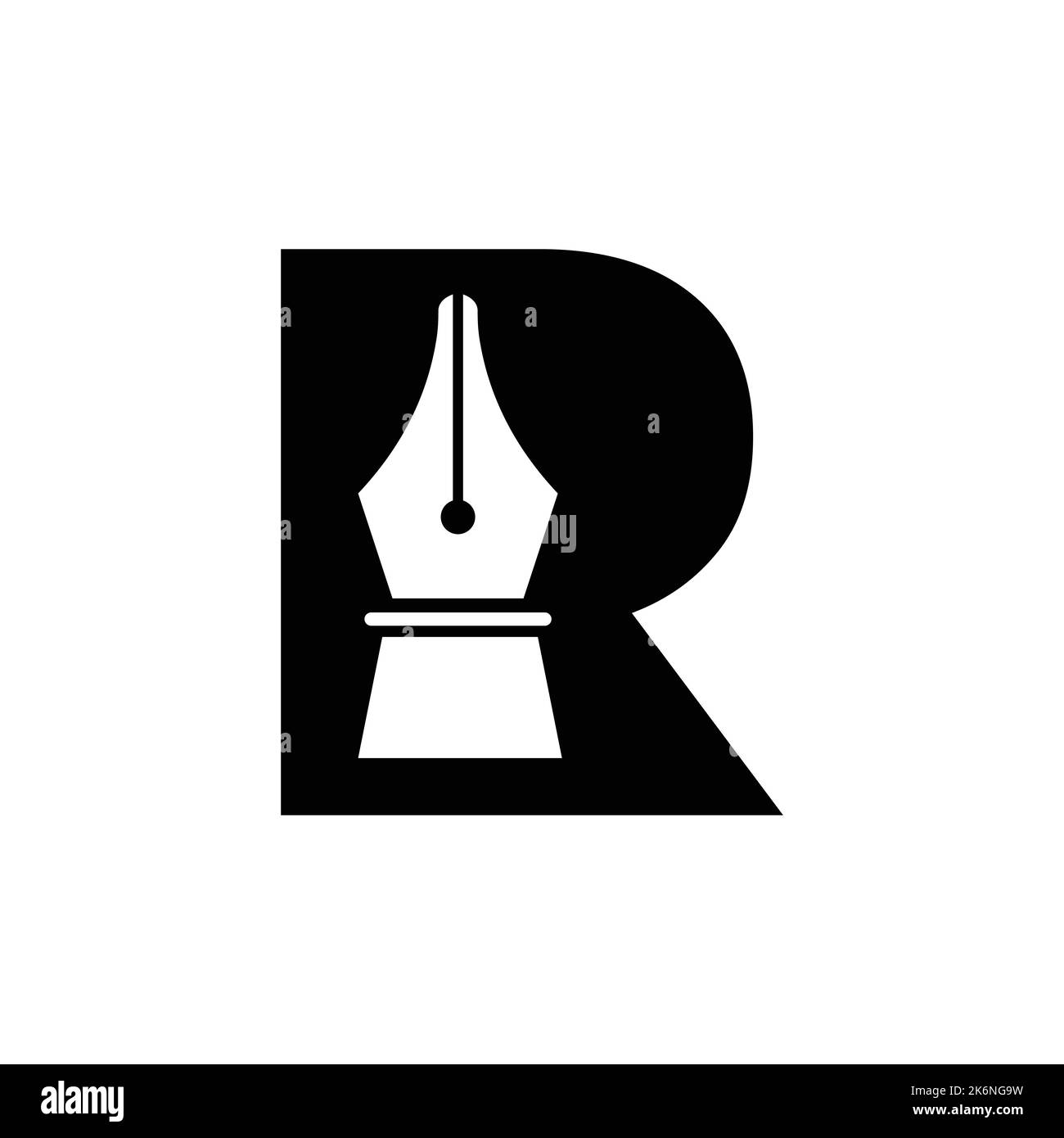 Anfangsbuchstabe R Stiftspitze Symbol für Bildung Logo und Gesetz Symbol Vektor Vorlage basiert Alphabet Stock Vektor