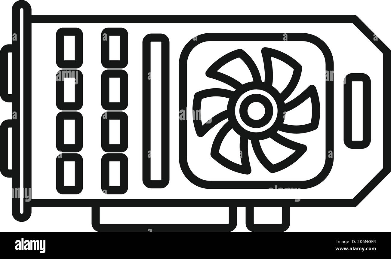 Grafikkarten-Symbolumrissvektor. Computervideo. CPU-Chip Stock Vektor