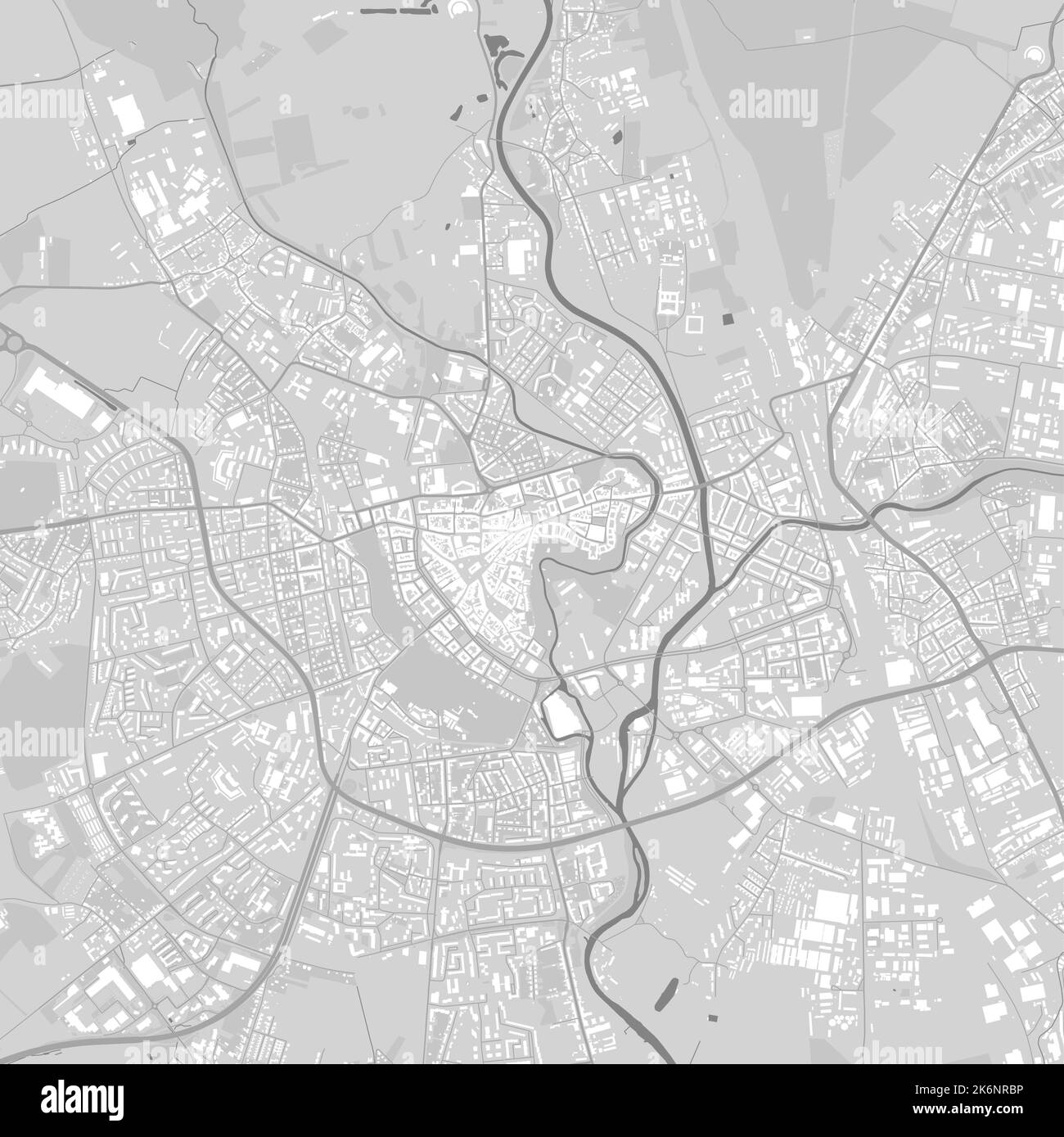 Stadtbild-Vektorkarte von Brünn. Vektorgrafik, Brünner Karte Graustufen schwarz-weiß Kunstposter. Straßenkarte mit Straßen, Stadtgebiet V Stock Vektor