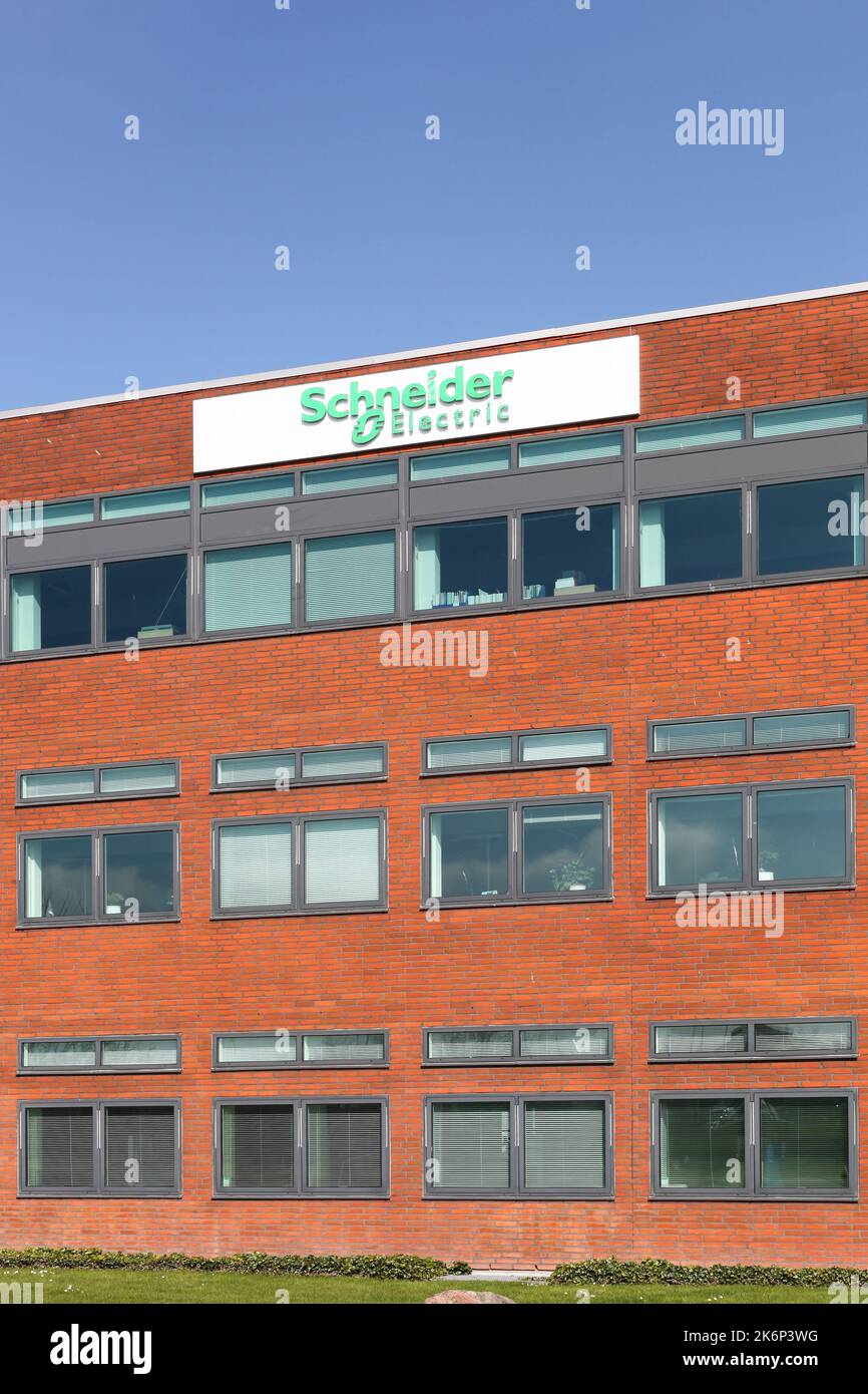 Odense, Dänemark - 2. April 2017: Bürogebäude von Schneider Electric. Schneider Electric ist ein führendes Unternehmen in den Bereichen Automatisierung und Strommanagement Stockfoto