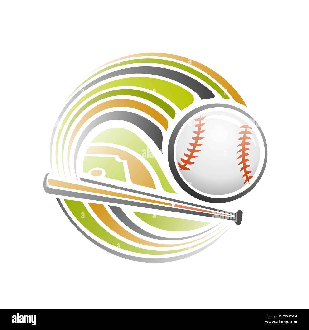 Vektor-Logo für Baseballsport, isoliertes modernes Emblem mit Illustration des fliegenden Baseballballs über dem Spielplatz, dekorative Linie Kunst Sport Abzeichen für Stock Vektor