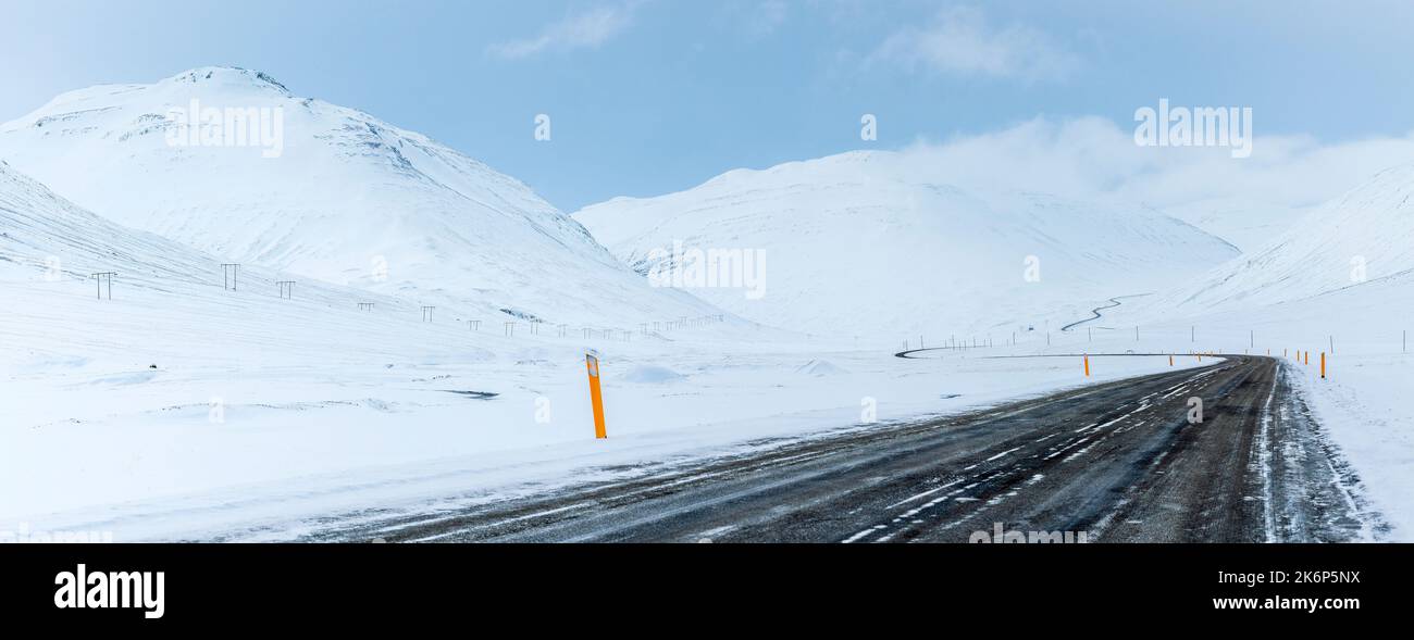 Winterausflug nach Island, Ringstraße in der Nähe von Akureyri, nordöstliche Region. Island, Europa. Stockfoto