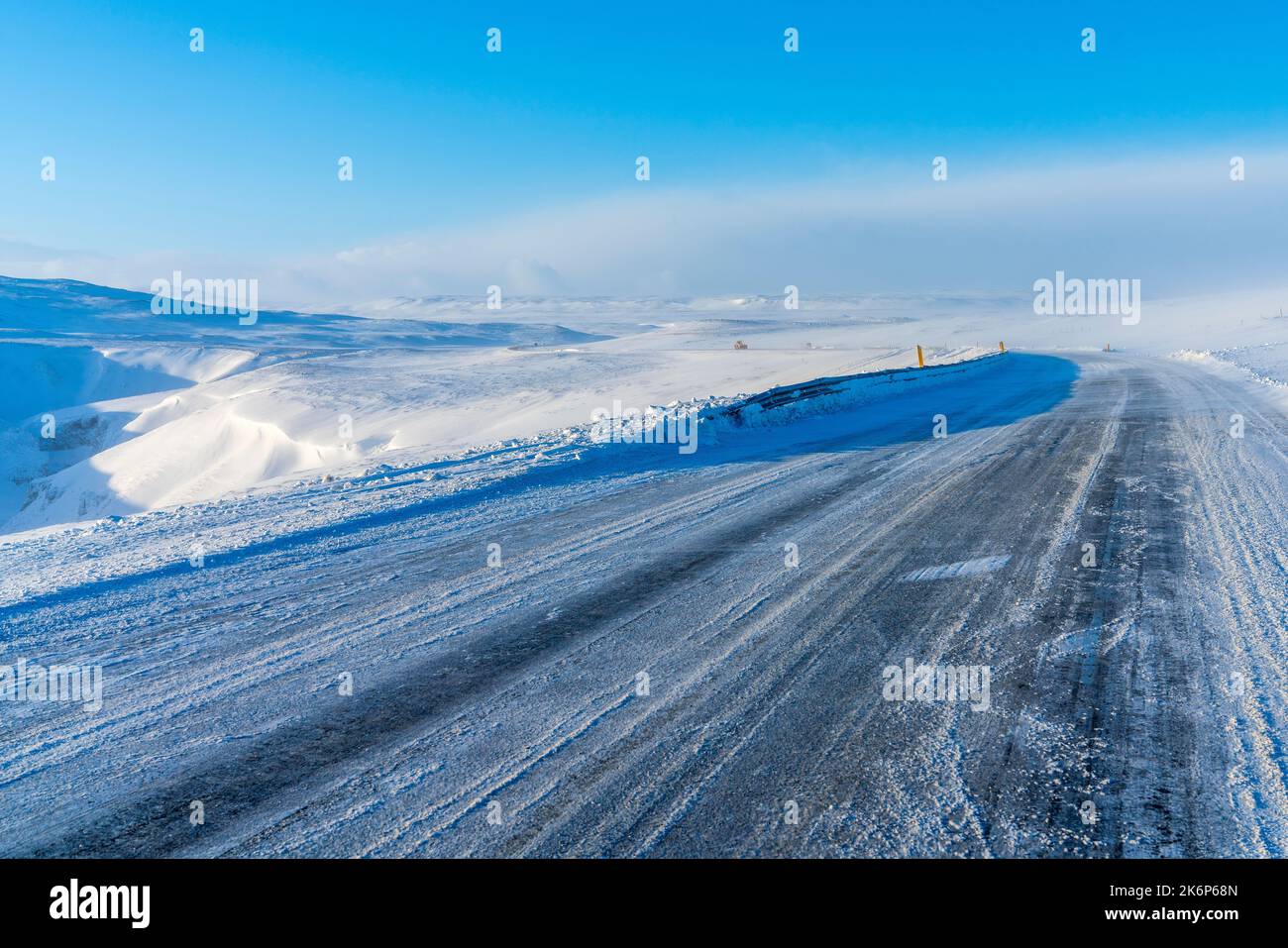 Winterausflug nach Island, Ringstraße in der Nähe von Hofteigur, Ostregion. Island, Europa. Stockfoto