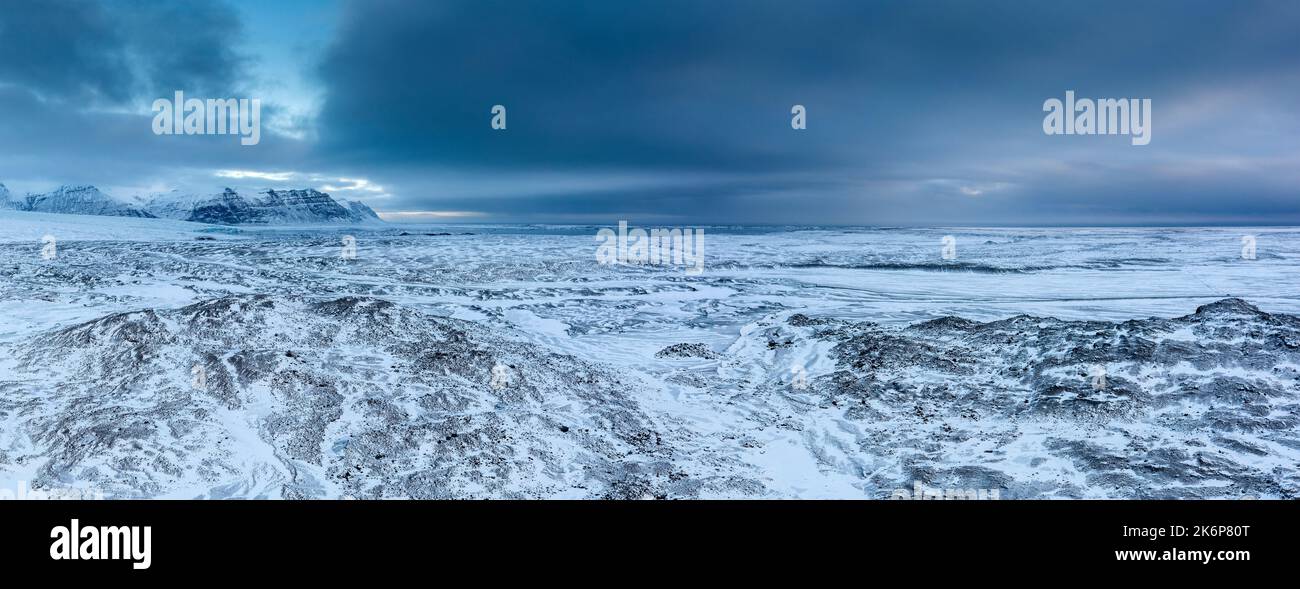 Jokulsarlon-Gletscher von oben gesehen, Ostregion, Island, Europa. Stockfoto